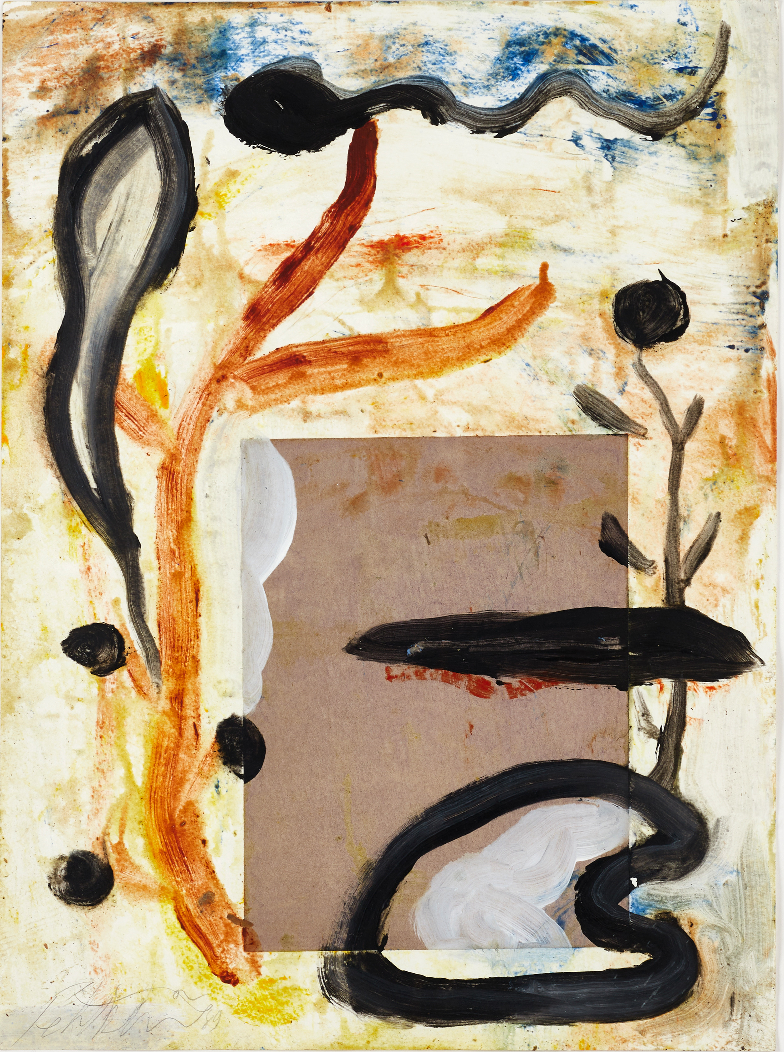 PETER ÅSTRÖM (FÖDD 1946). Komposition, signerad och daterad 89, blandteknik/collage på papper.