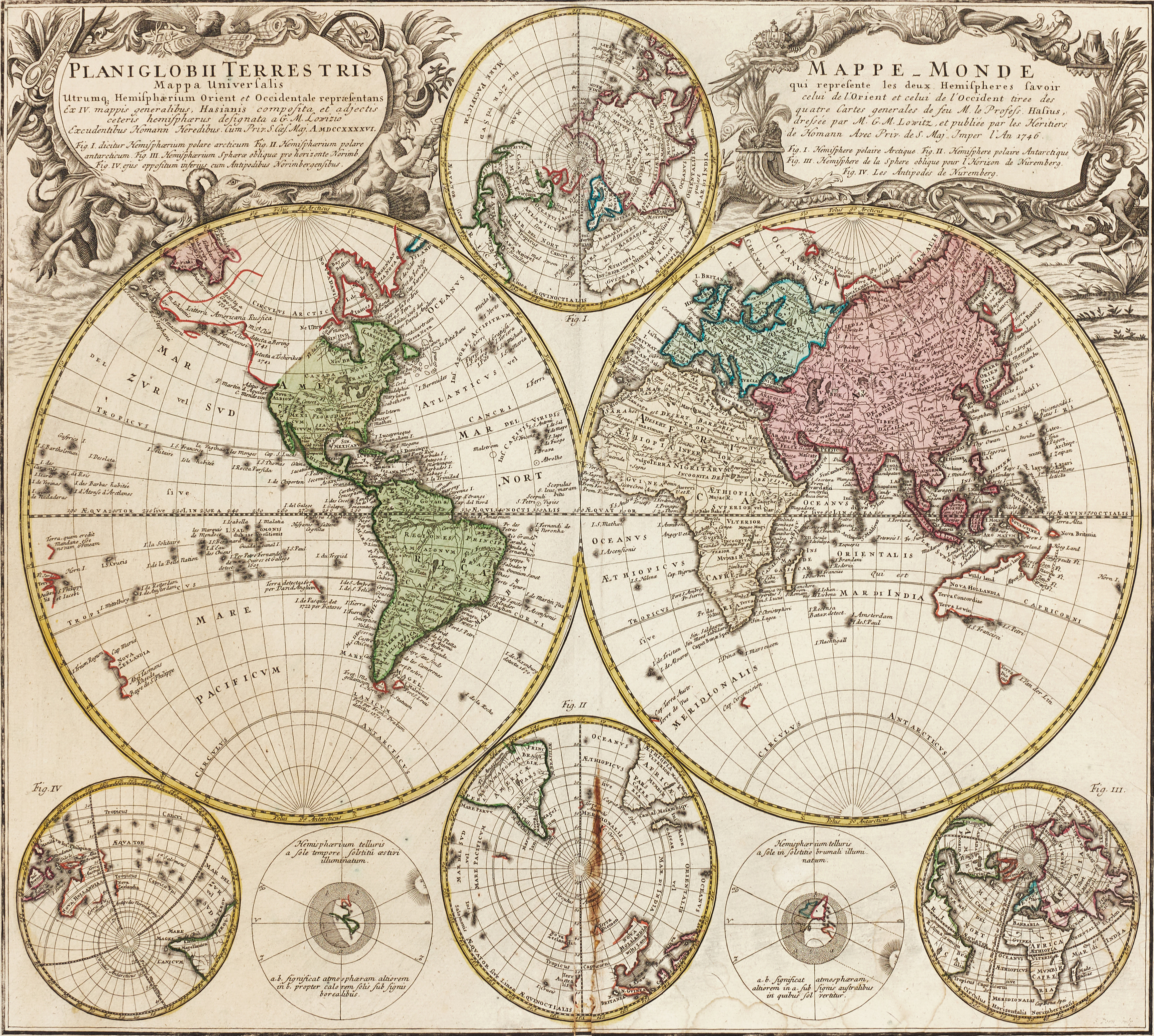 HOMANN (Heirs), Planiglobii Terrestris Mappa Universalis, Nürnberg 1746.