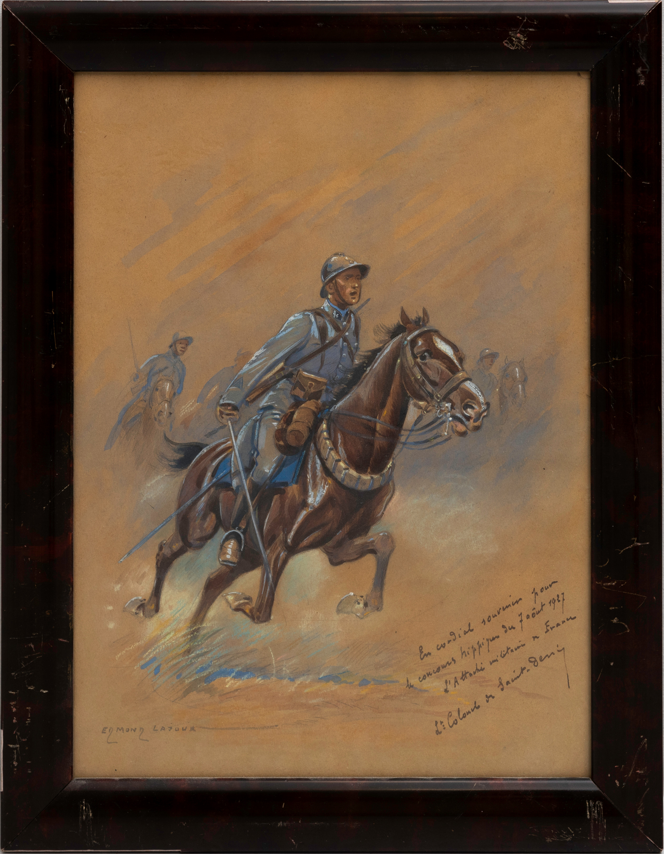 EDMOND LAJOUX. pastell och akvarell, signerad, med dedikation, 1927.