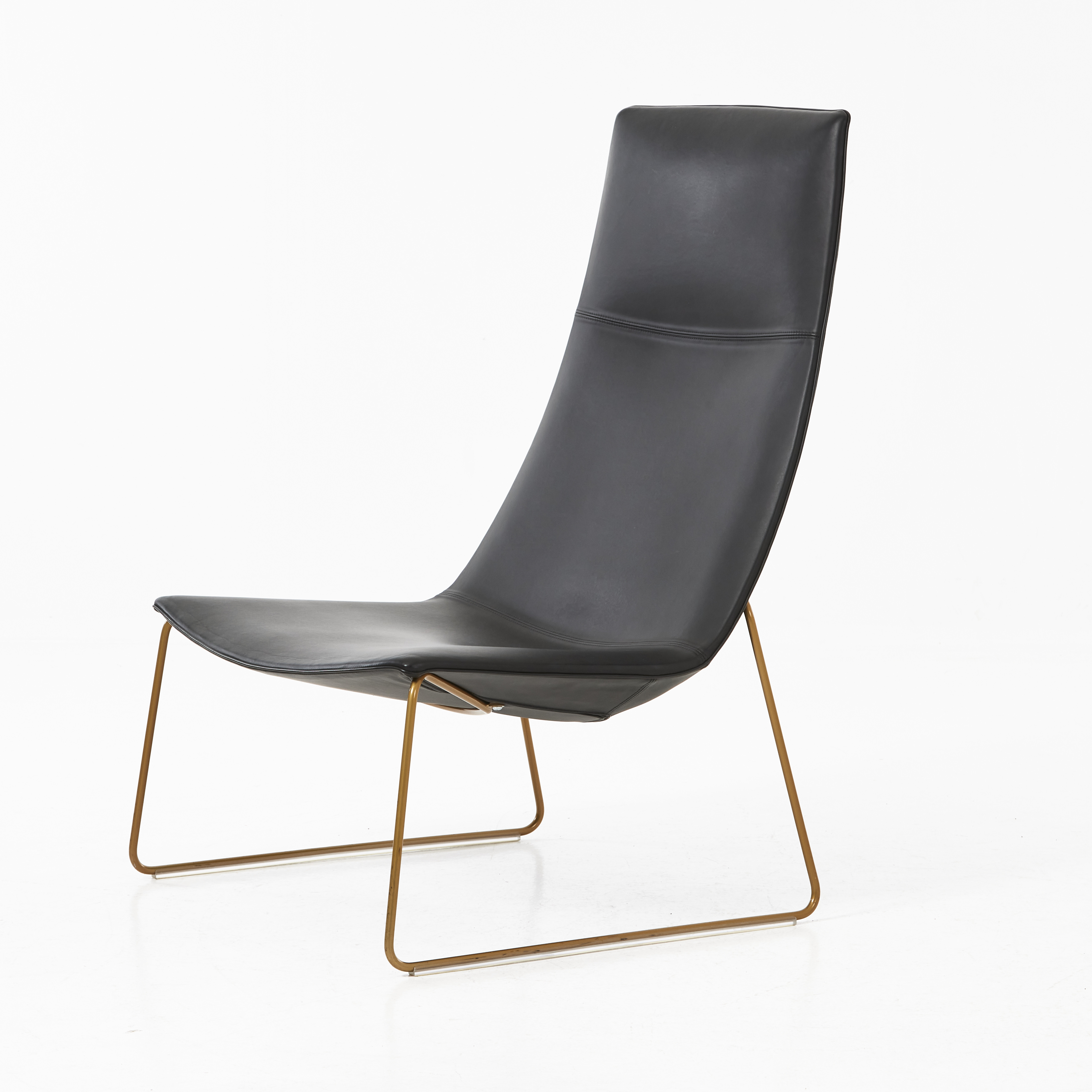 LIEVORE ALTHERR MOLINA. "Catifa 70", fåtölj, Arper, Italien 2010-tal, svart läder, slädben i lackerad metall.