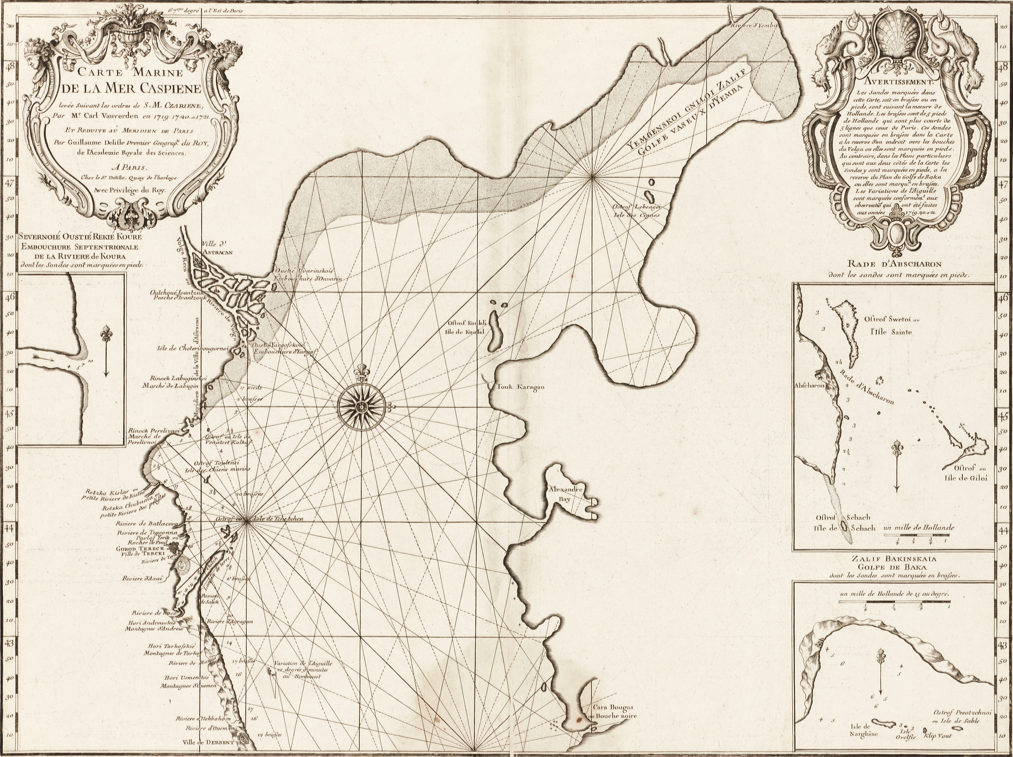 DELISLE, Carte Marine De La Mer Caspiene, (ca 1721).