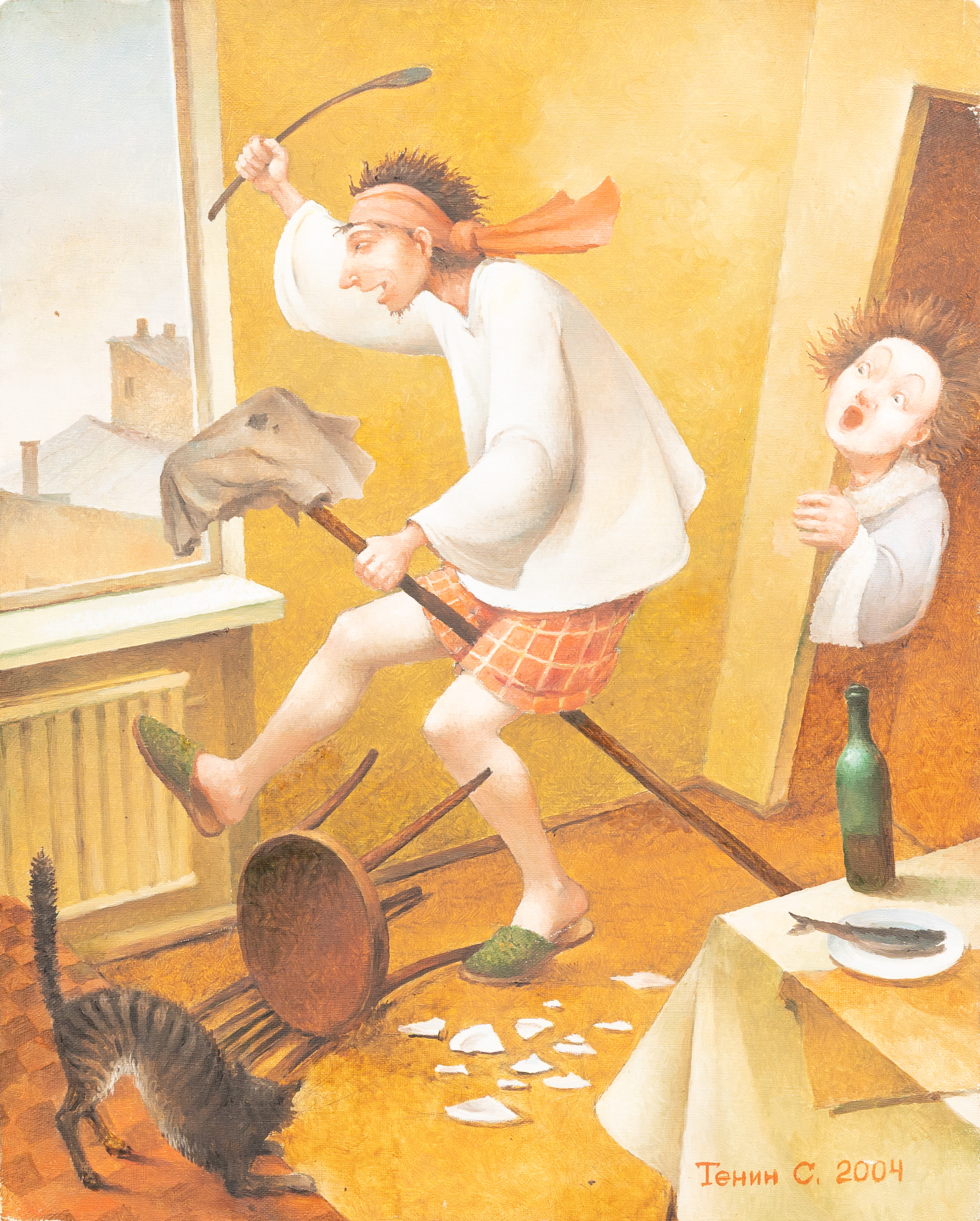 OIDENTIFIERAD KONSTNÄR. Komposition, olja på duk, signerad S Tenin.