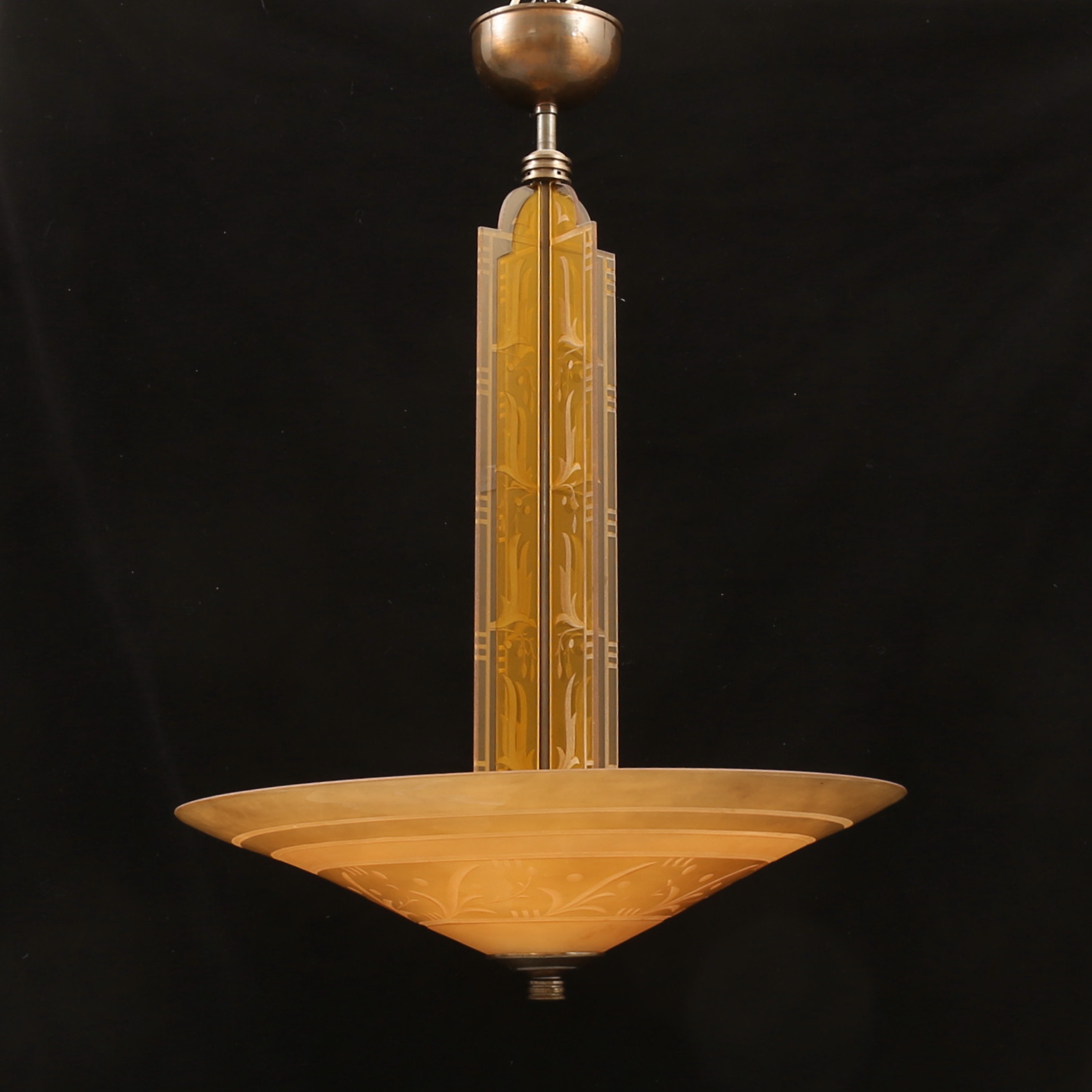 EDWARD HALD. Taklampa, modell "HD 615", Orrefors, 1930-tal.
