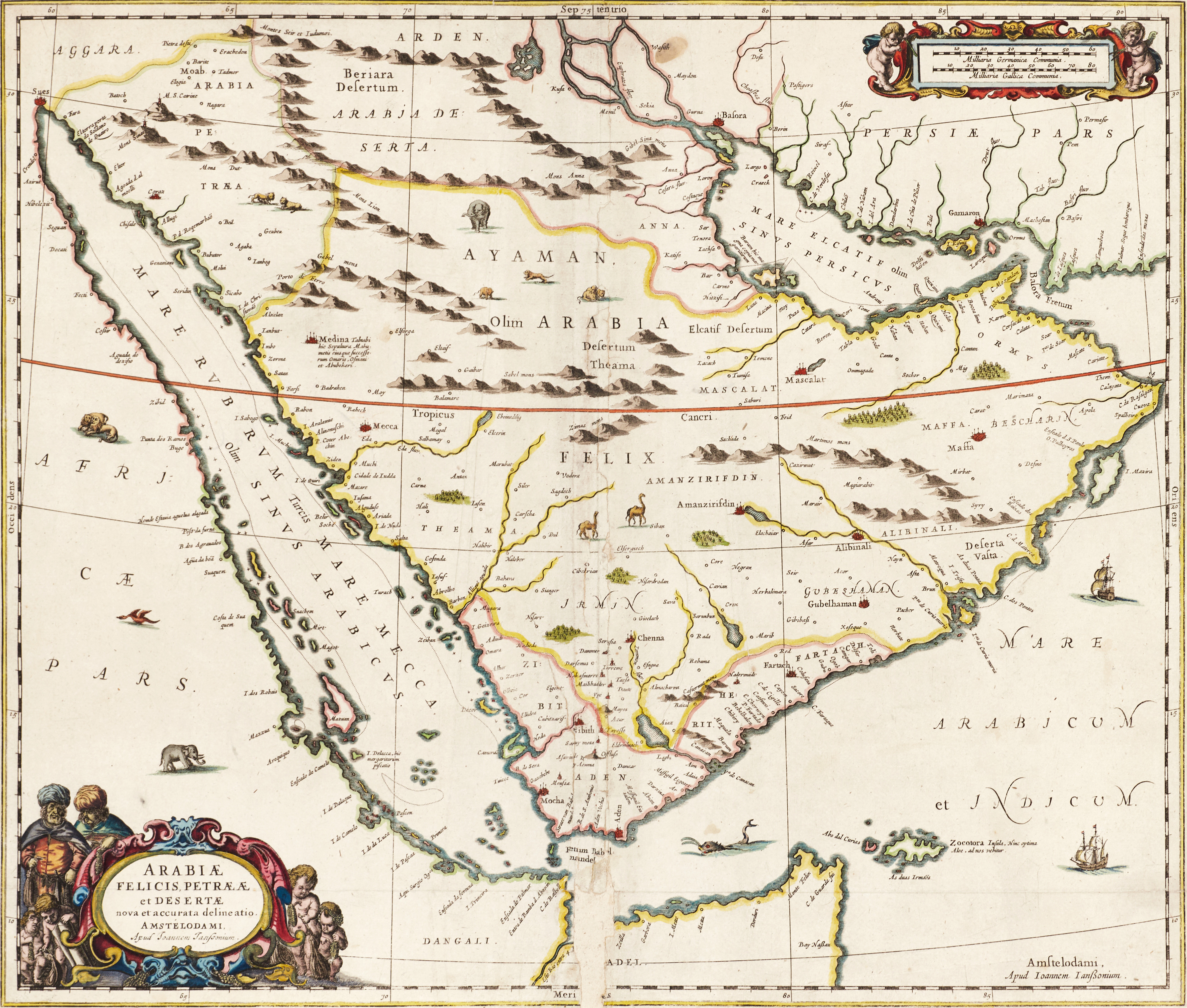 JANSSONIUS, Arabiæ Felicis , Petrææ et Desertæ, ca 1680.