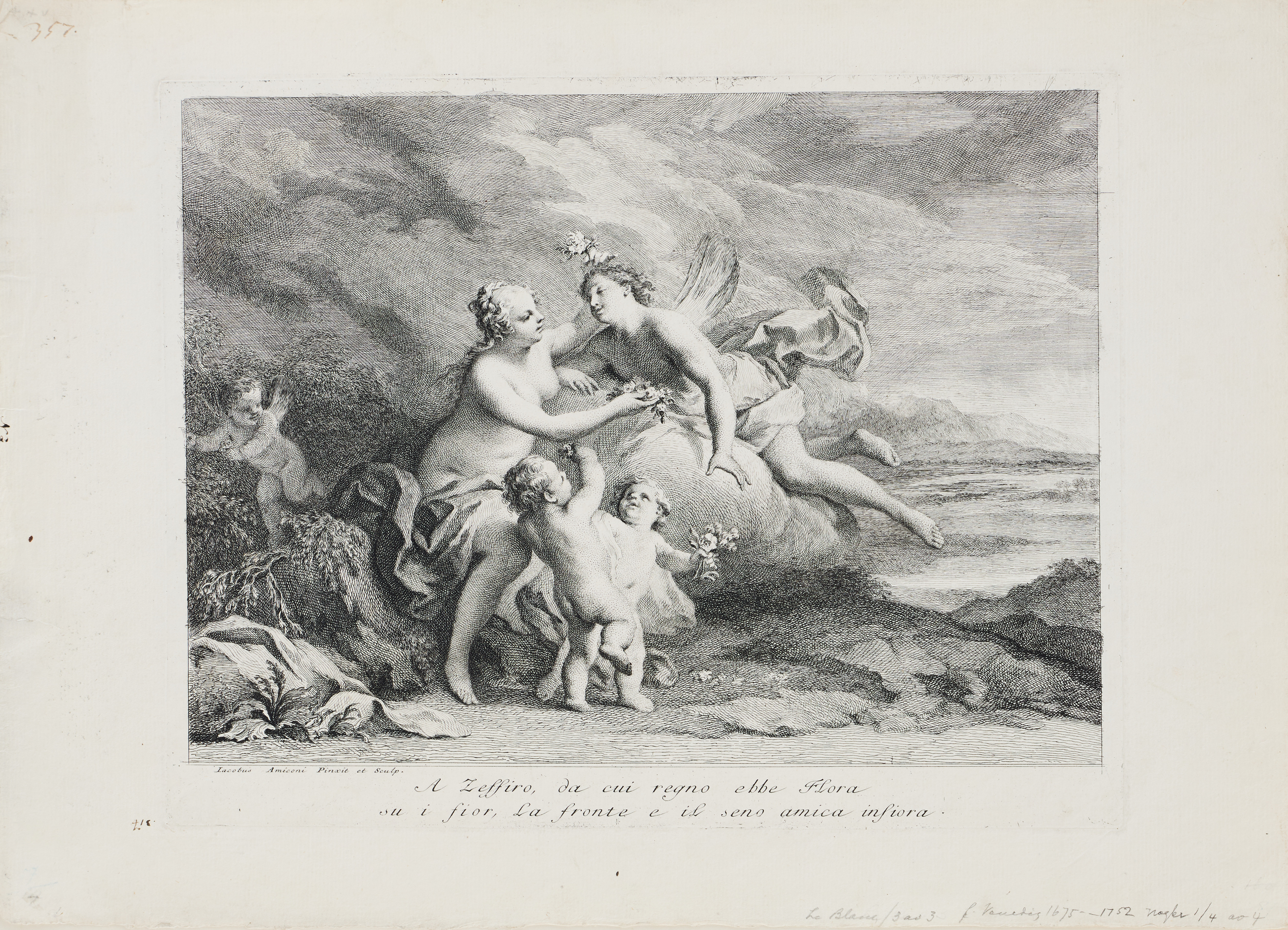 JACOPO AMIGONI (ITALY CIRCA 1685-1752). "Zephyr and Flora".