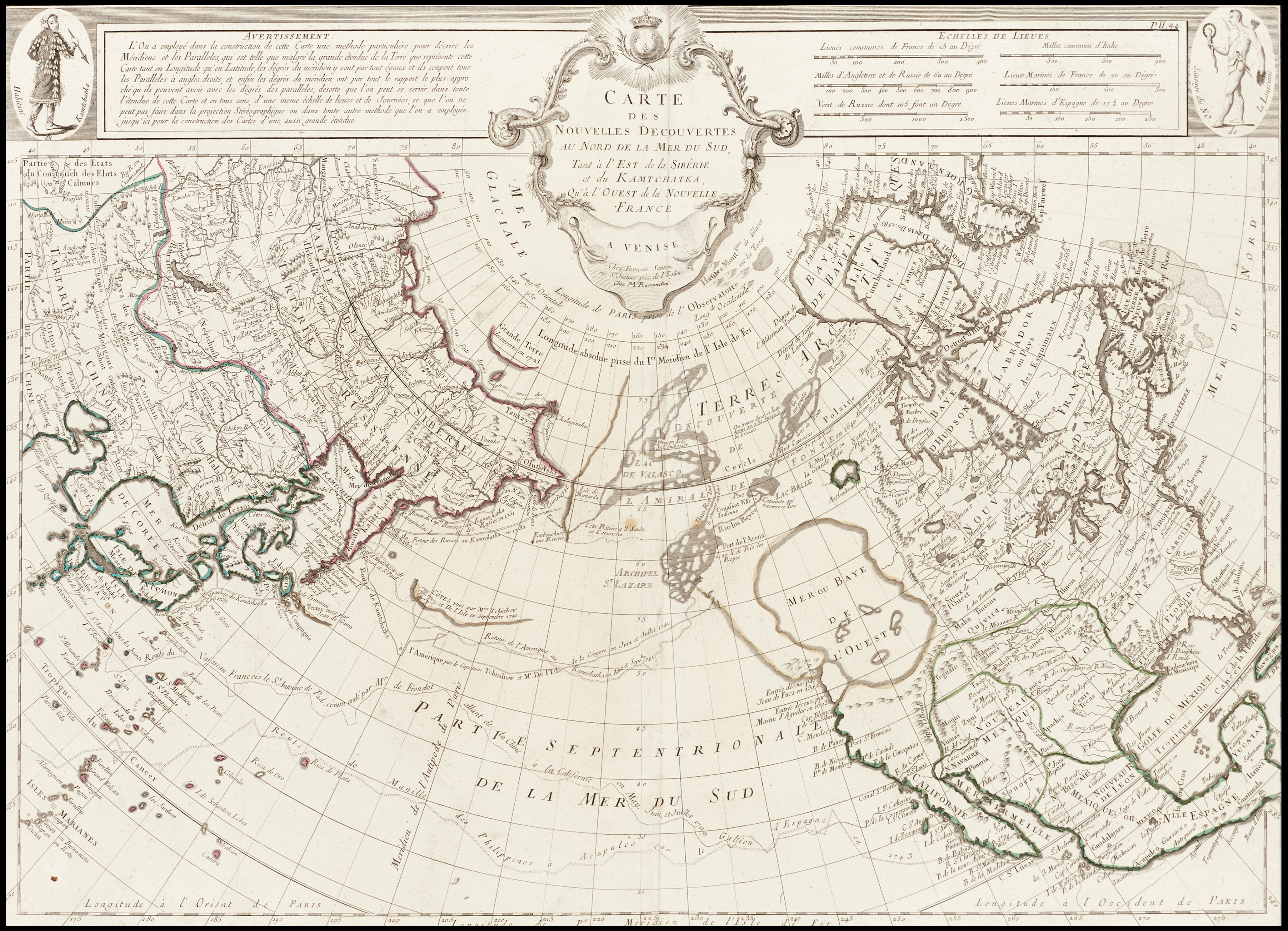 SANTINI/ REMONDINI, Carte des Nouvelles Decouvertes Au Nord da la Mer du Sud, ca 1784.