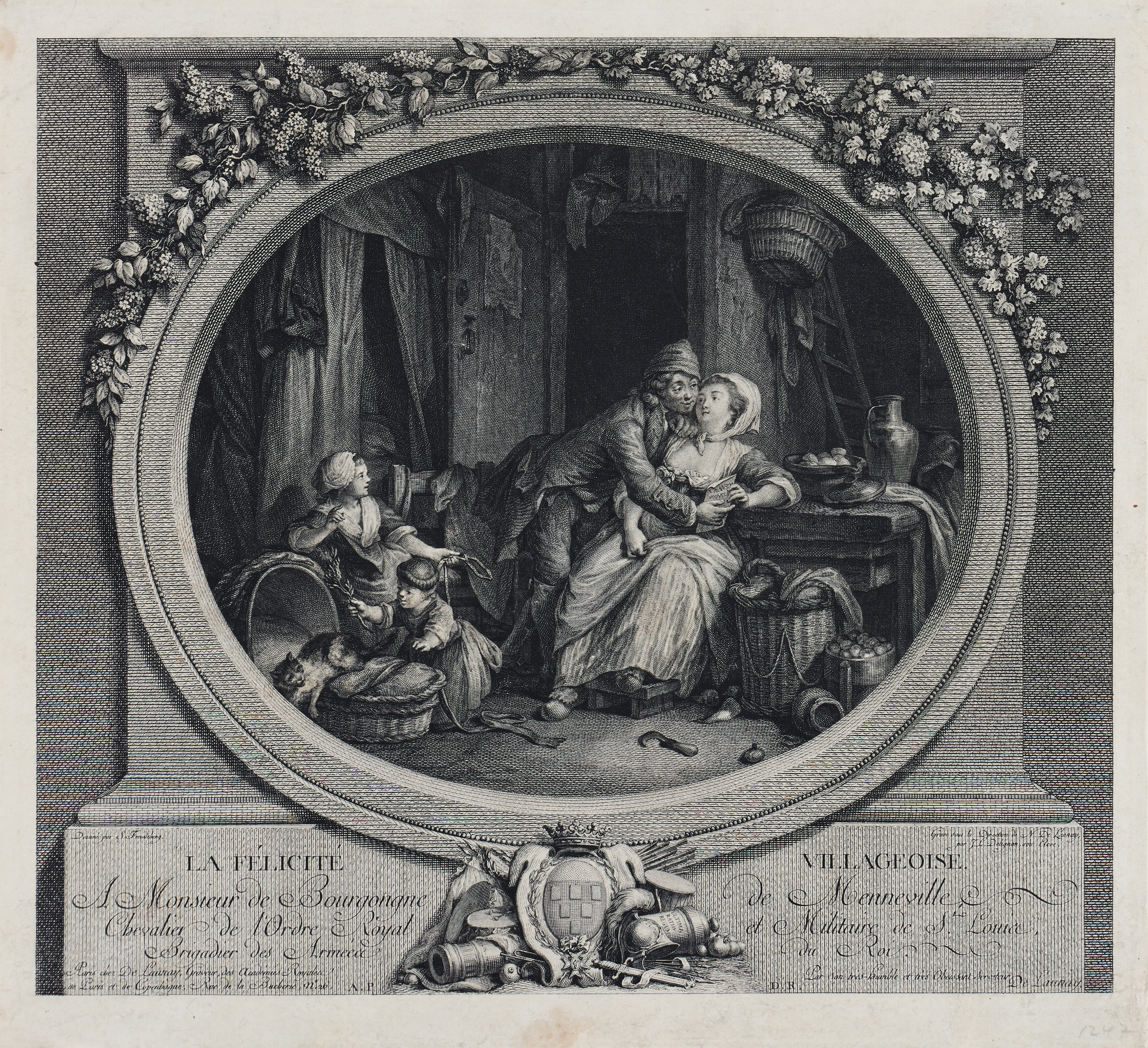NICOLAS DELAUNAY (FRANCE 1739-1792) AFTER SIGMUND FREUDENBERGER (SWITZERLAND 1745-1801). Two engravings with etching. "La Félicité villageoise" and "La Gaieté Conjugale".