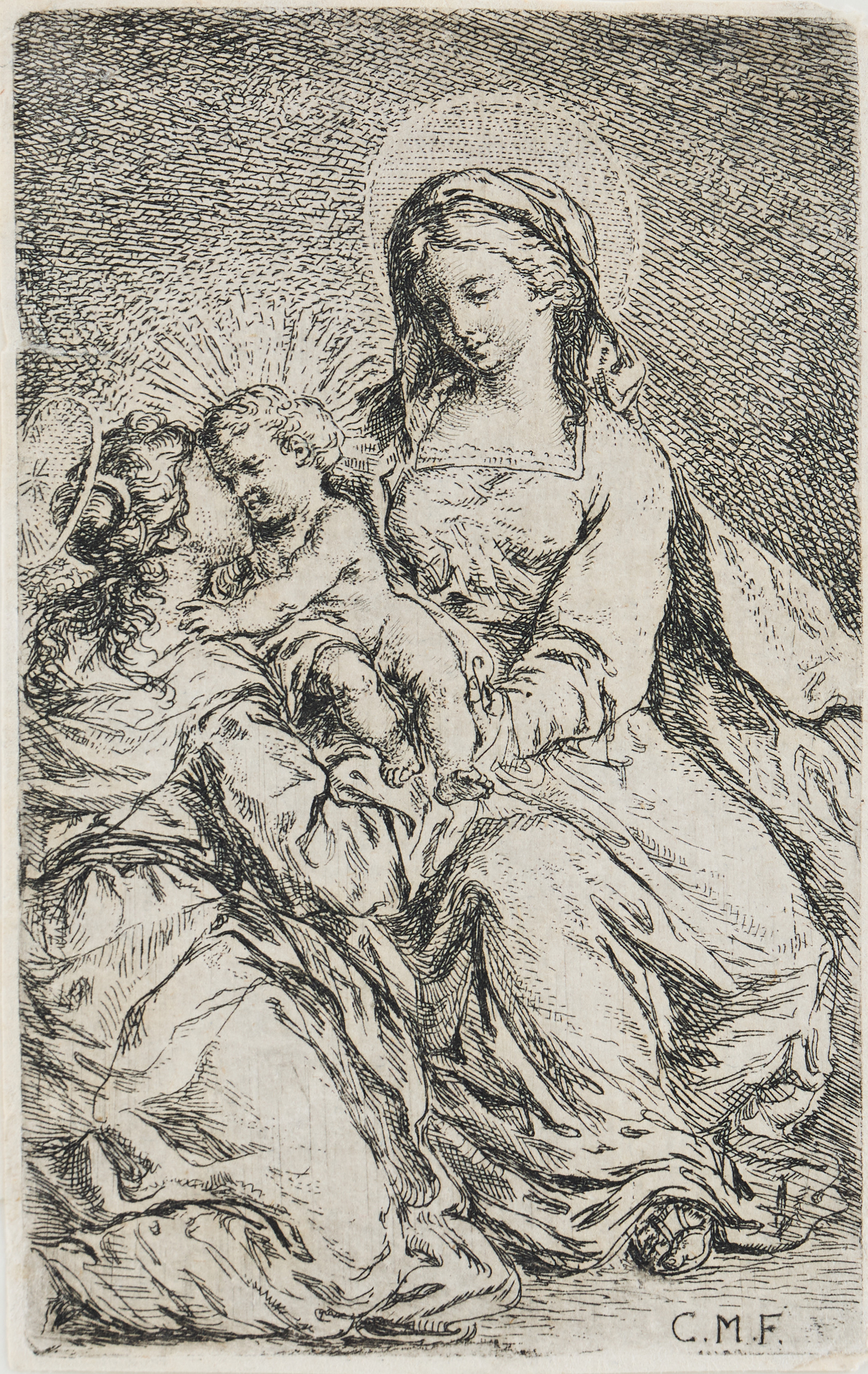 BARTHOLOMÄUS IGNAZ WEISS (GERMANY 1740-1814). "The Virgin and Child with a Kneeling Saint".