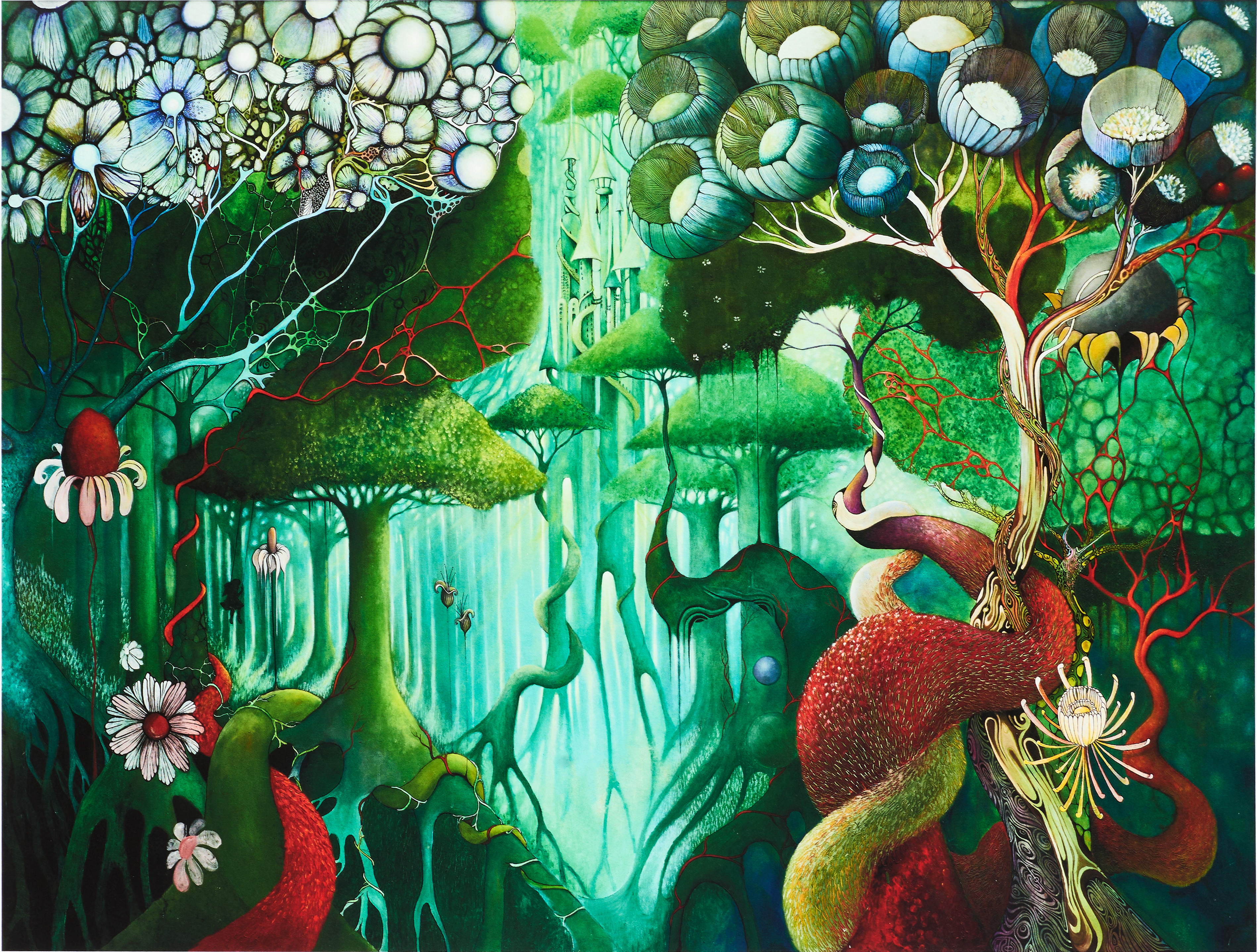 HENRIETTA KOZICA (född 1984). Fantasilandskap, ”Utan titel 1”, signerad och numrerad 62/150, giclée.