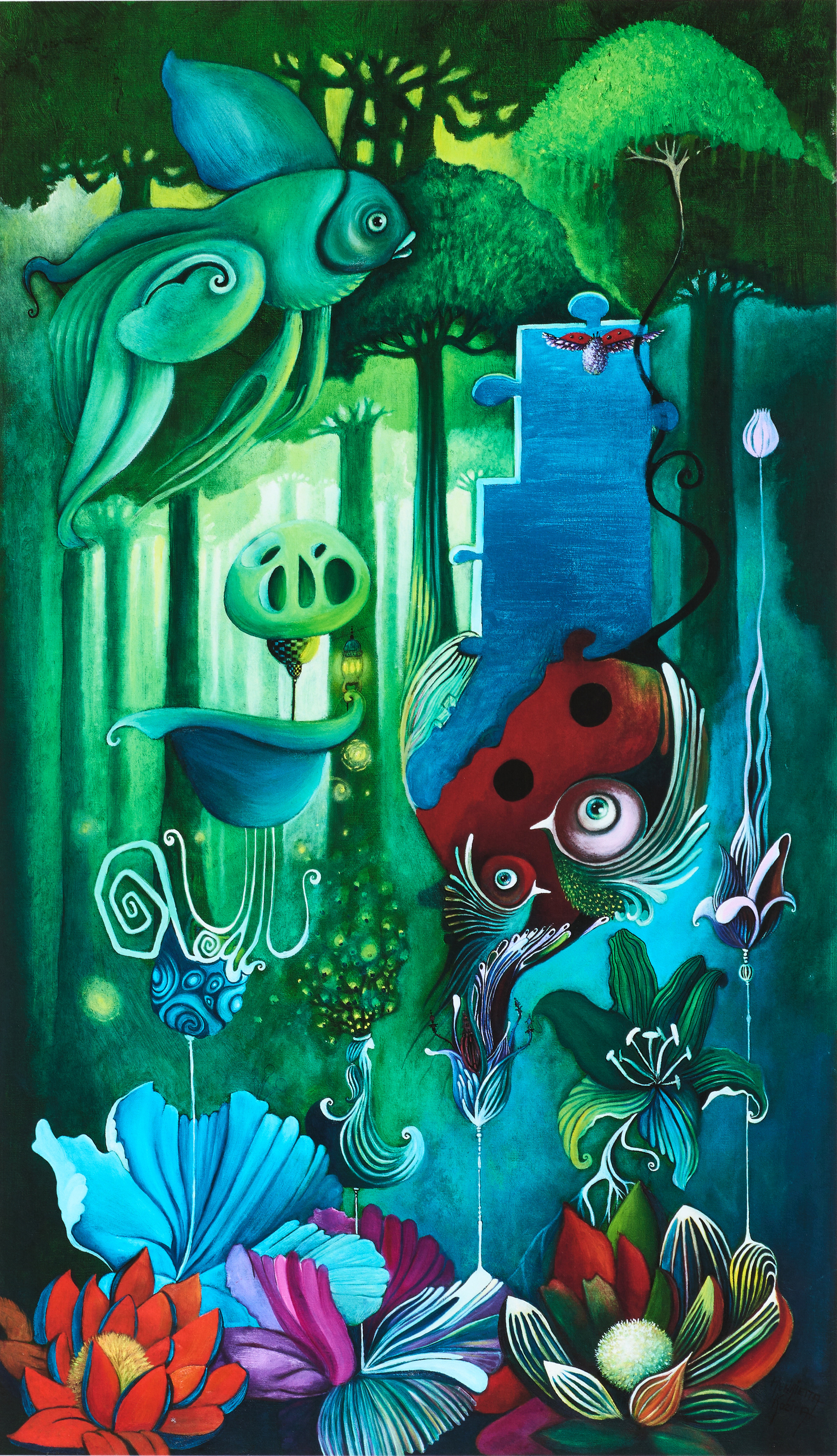 HENRIETTA KOZICA (född 1984). Fantasilandskap, ”Utan titel 14”, signerad och numrerad 102/150, giclée.