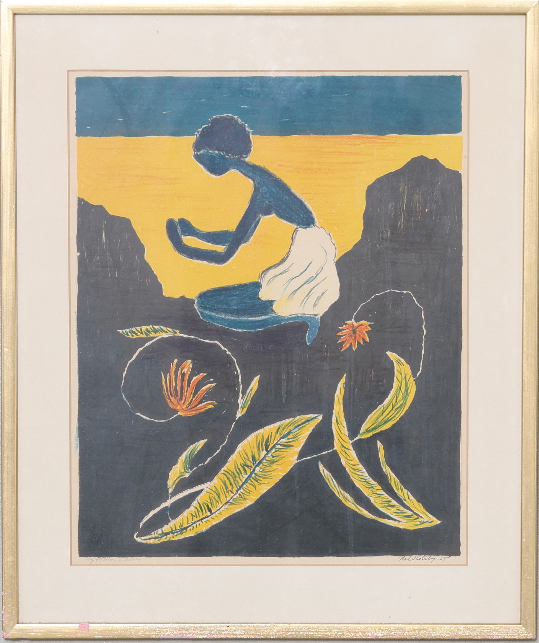 PAUL HOLSBY. Litografi, "Aftonbön", signerad -95.