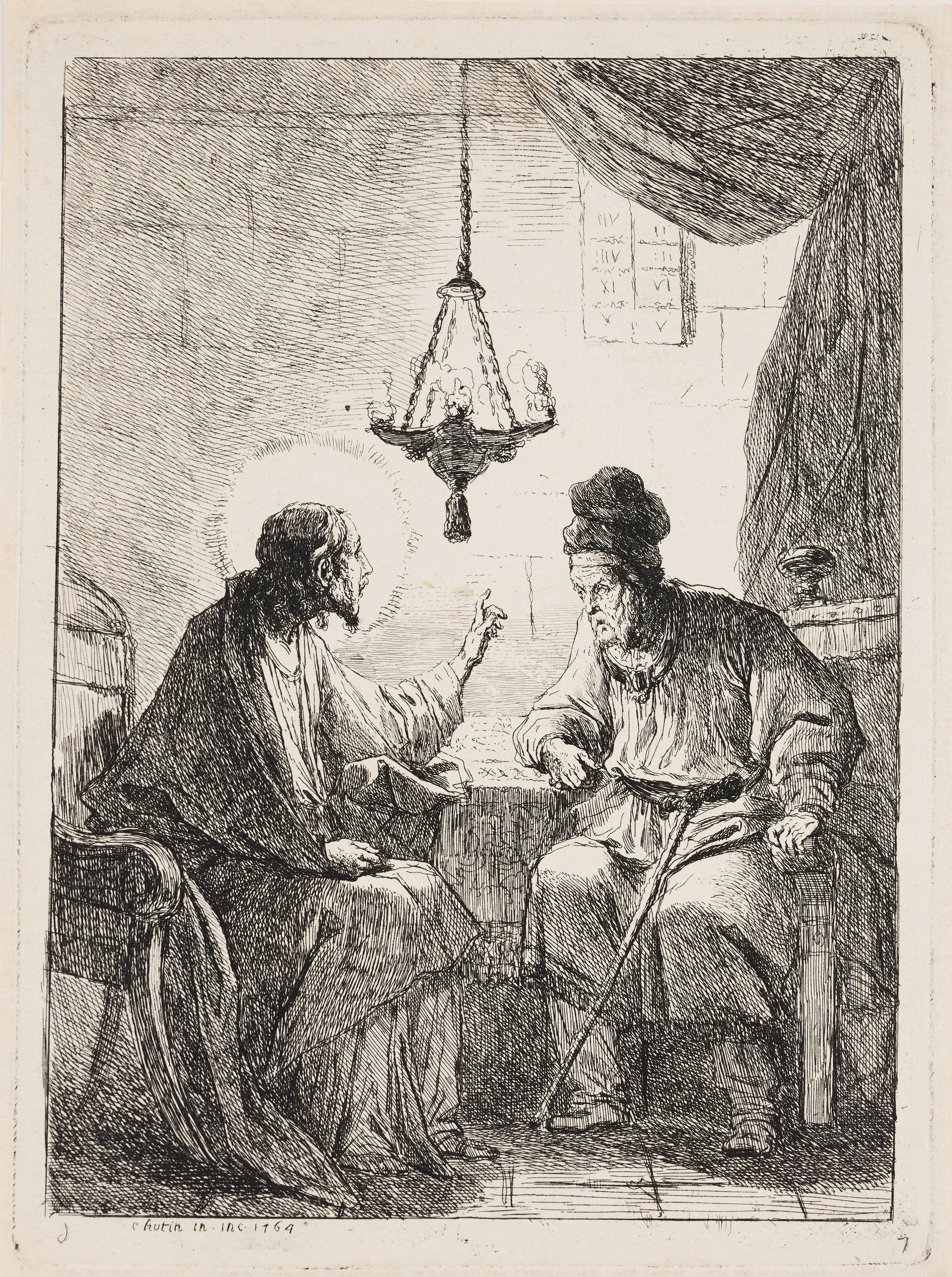 CHARLES FRANÇOIS HUTIN (FRANCE 1715-1776). "The Meeting of Jesus and Nicodemus".