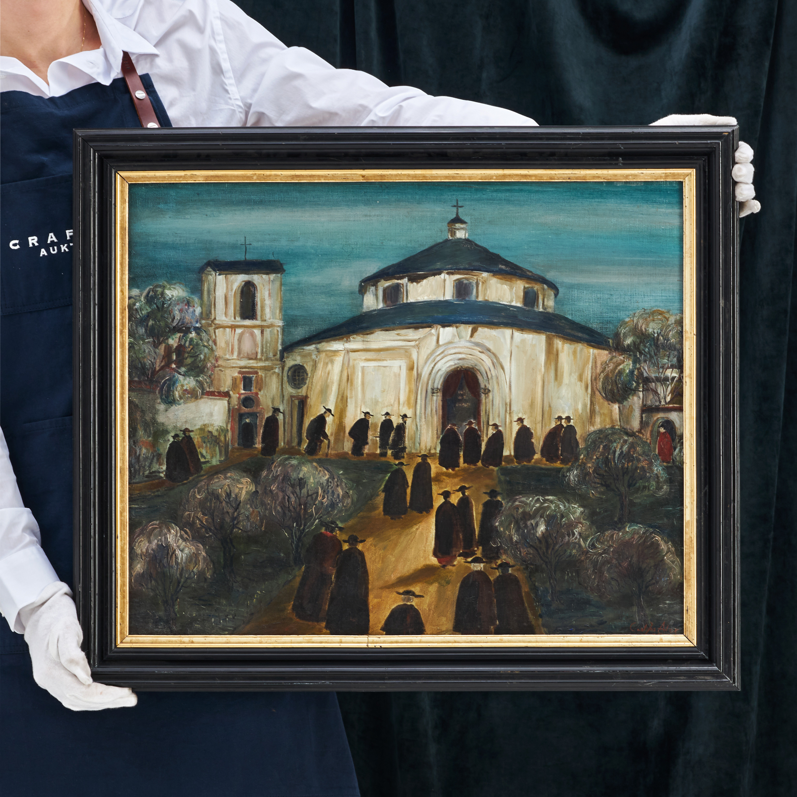 CARL JOSEF ALEXANDERSSON (Sverige, 1897-1941), "Koncilium i Heliga Ängelns kyrka", signerad och daterad Carl J. Alex -25, olja på duk.