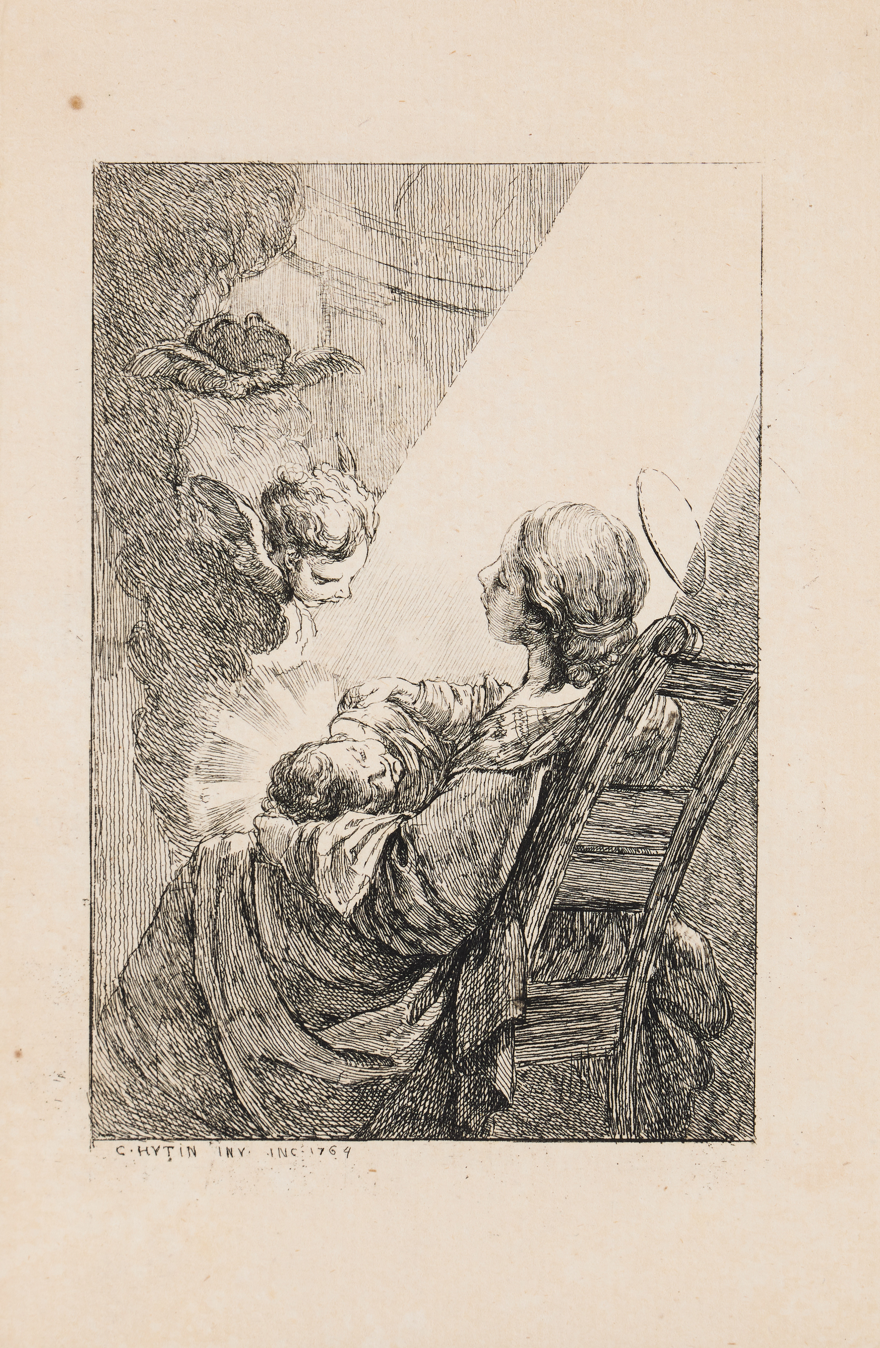 CHARLES FRANÇOIS HUTIN (FRANCE 1715-1776). "The Virgin with the Sleeping Christ Child".