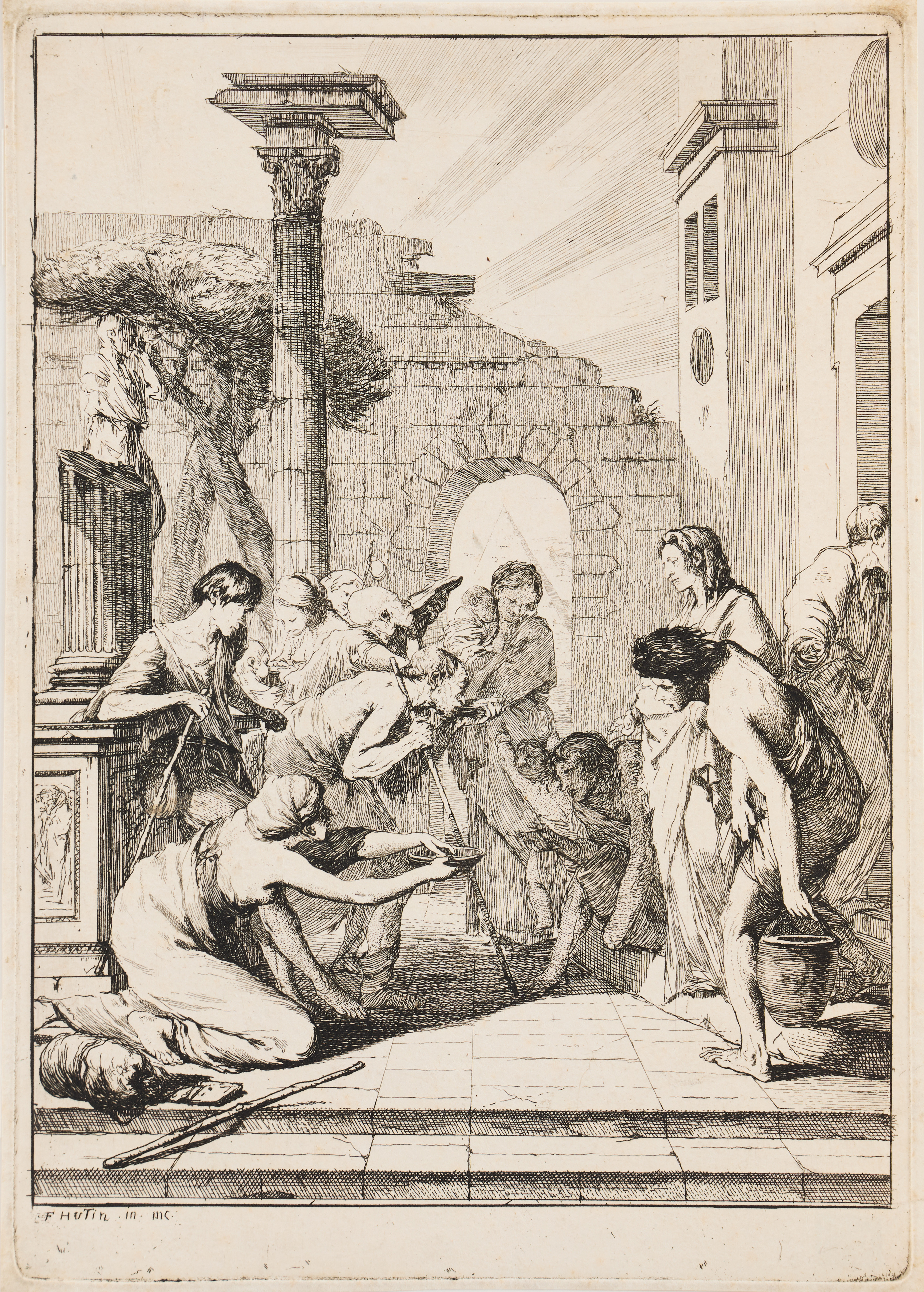 FRANÇOIS HUTIN (FRANCE 1686-1758). 'Giving Drink to the Thirsty".