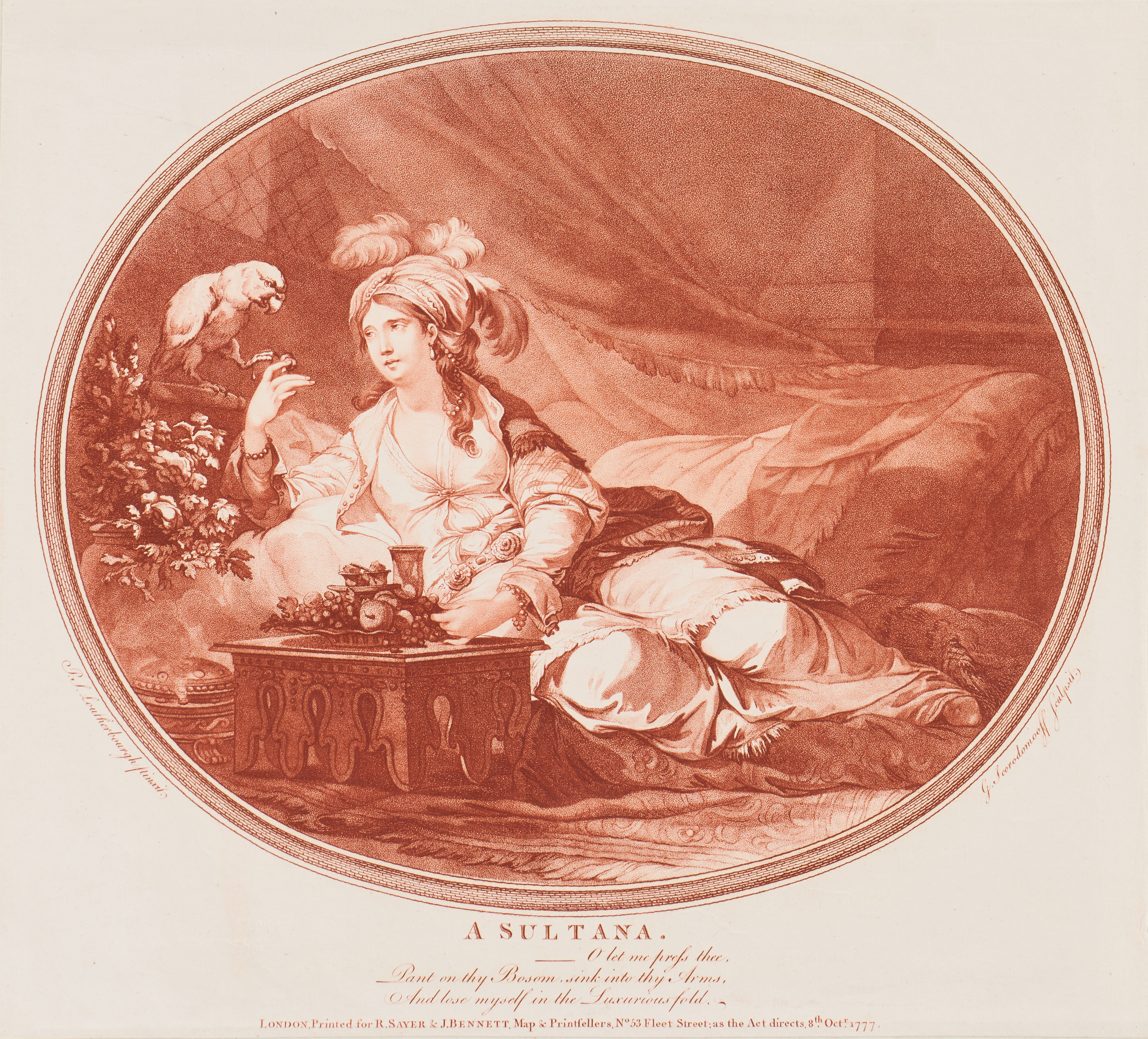 GABRIEL IVANOVICH SCORODUMOFF (RUSSIA 1755-1792). Two etchings with stipple engraving printed in sanguine.