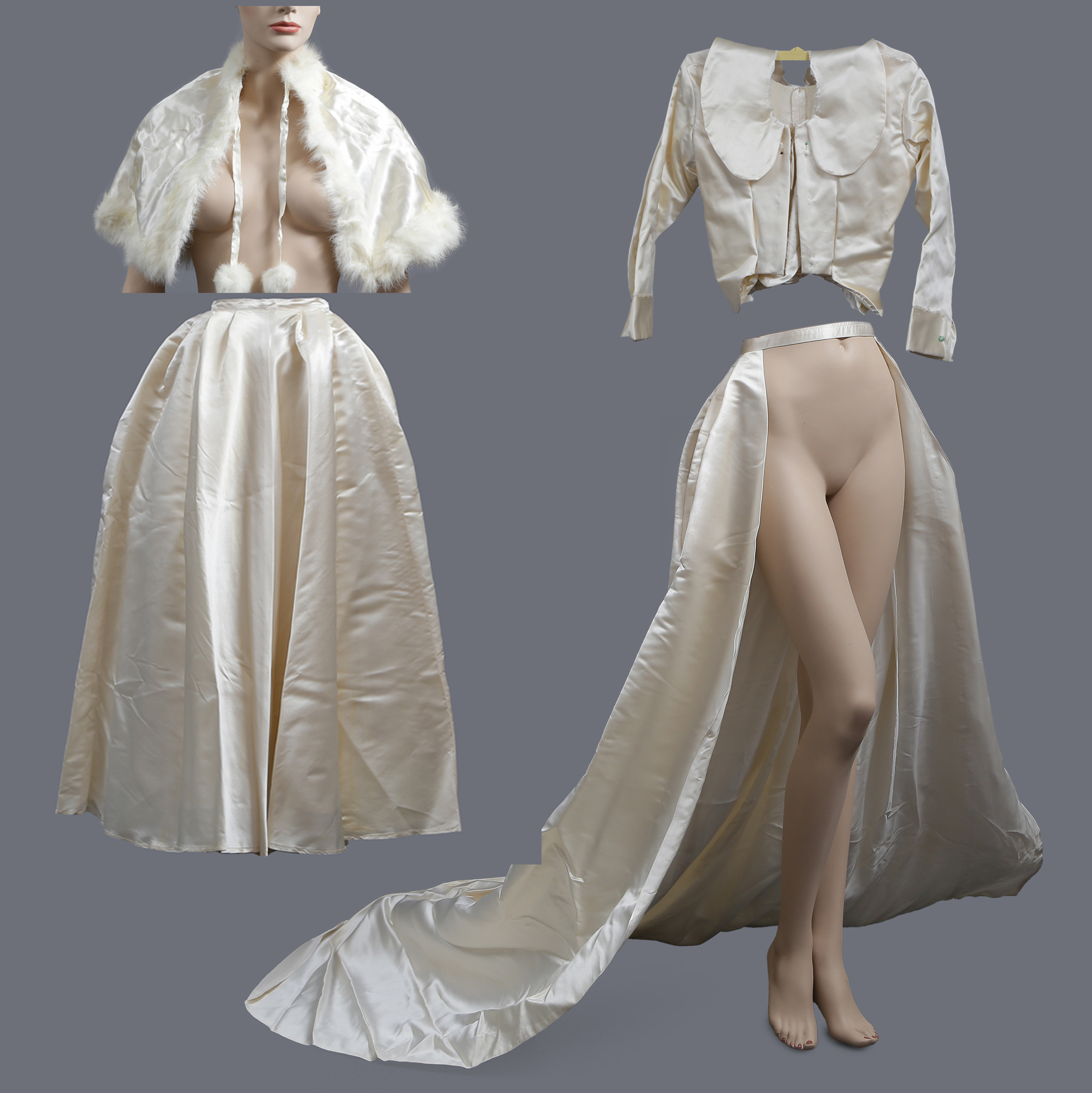 ATELJÉ KRINOLIN STOCKHOLM, BRÖLLOPSKLÄNNING MED SLÄP, PÅGÅENDE PROJEKT OMGJORD TILL EDVARDIANSK STIL.