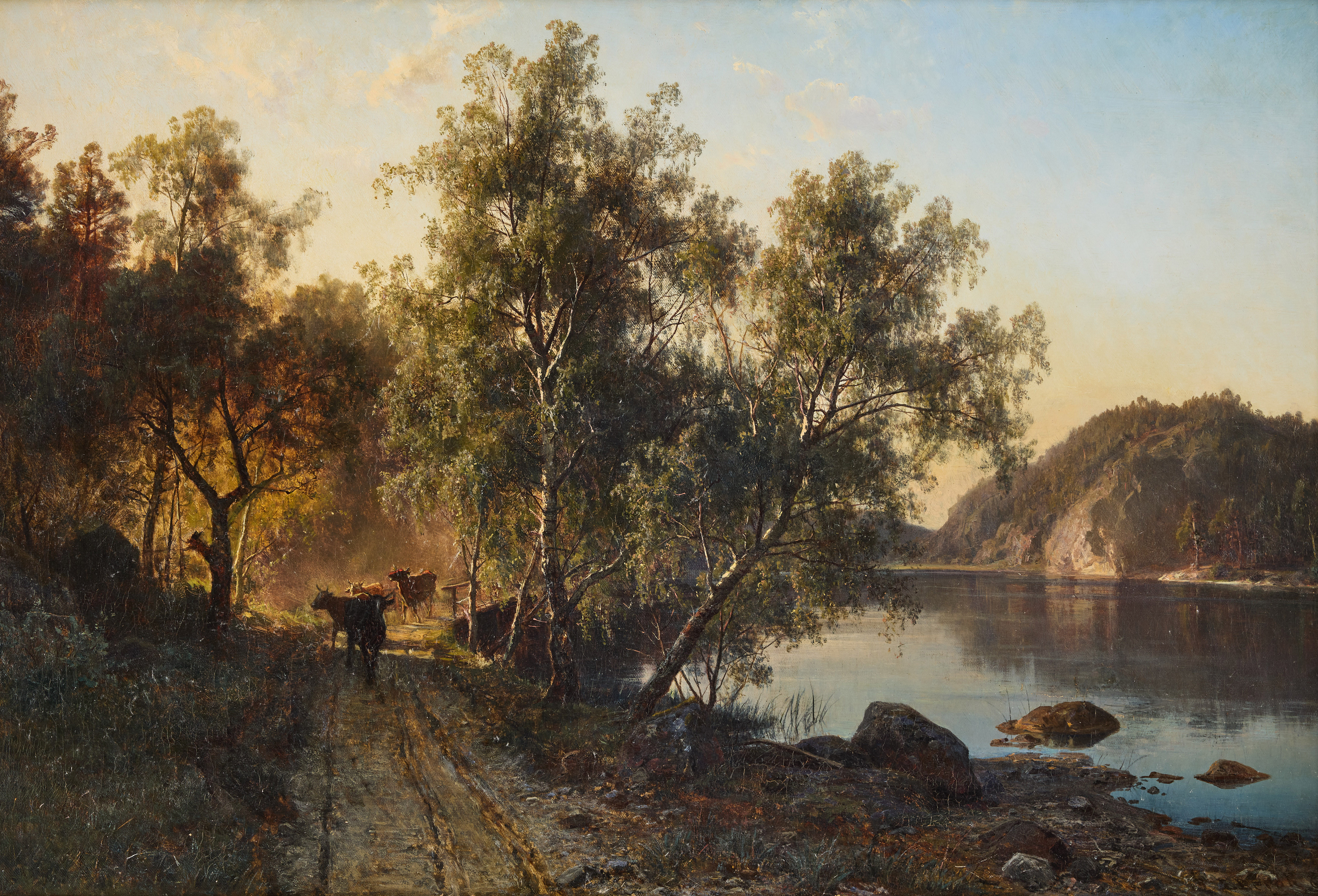 EDVARD BERGH (1828-1880). Landskap från Skuru.