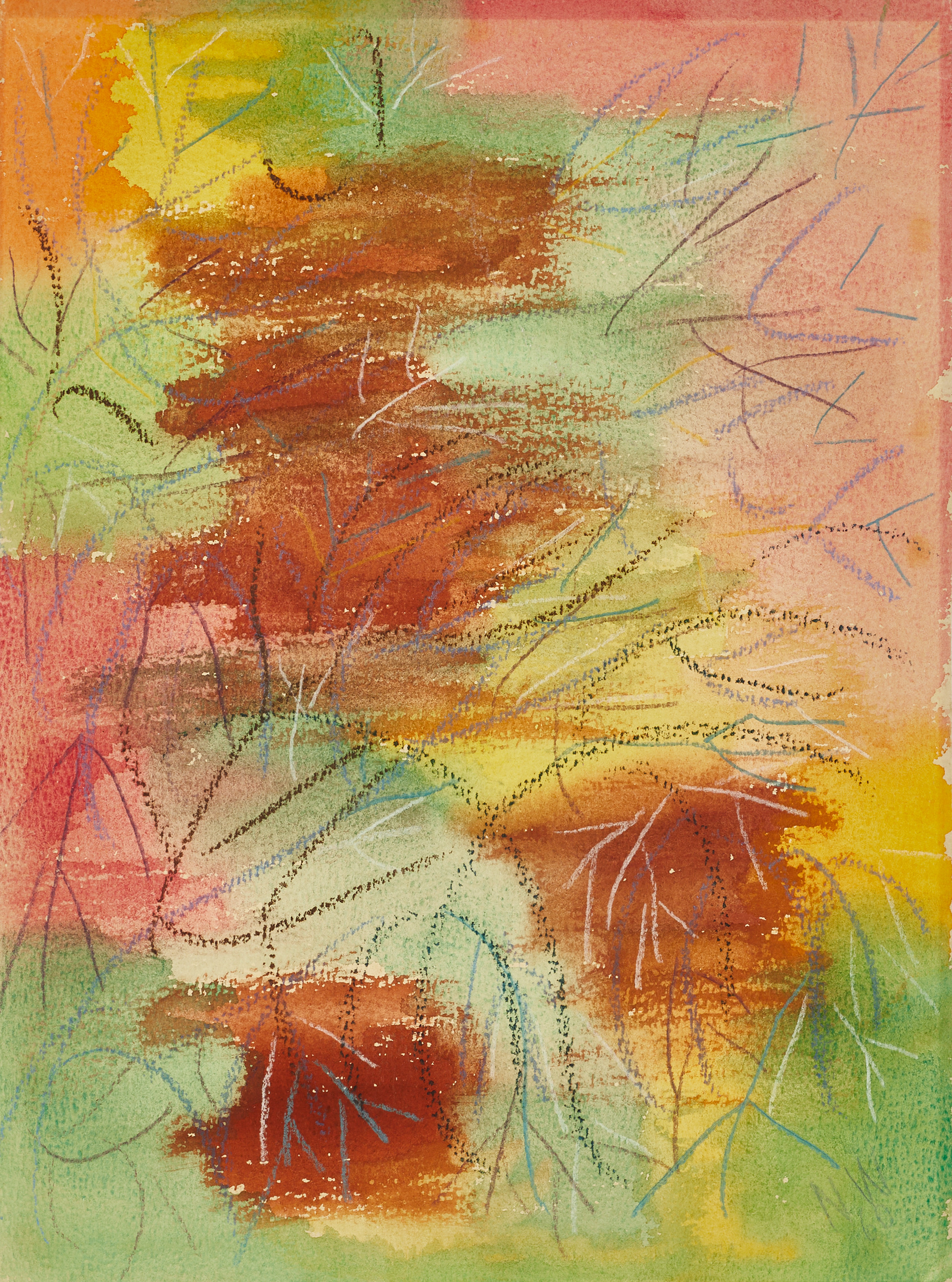 NELL WALDEN (Sverige, Karlskrona 1887-1975 Bern): "Zweige im Frühling" - ”Tempera No. 437”. Monogramsignerad och daterad NW 60 samt signerad och betitlad Nell Walden atergo, tempera/mixed media.