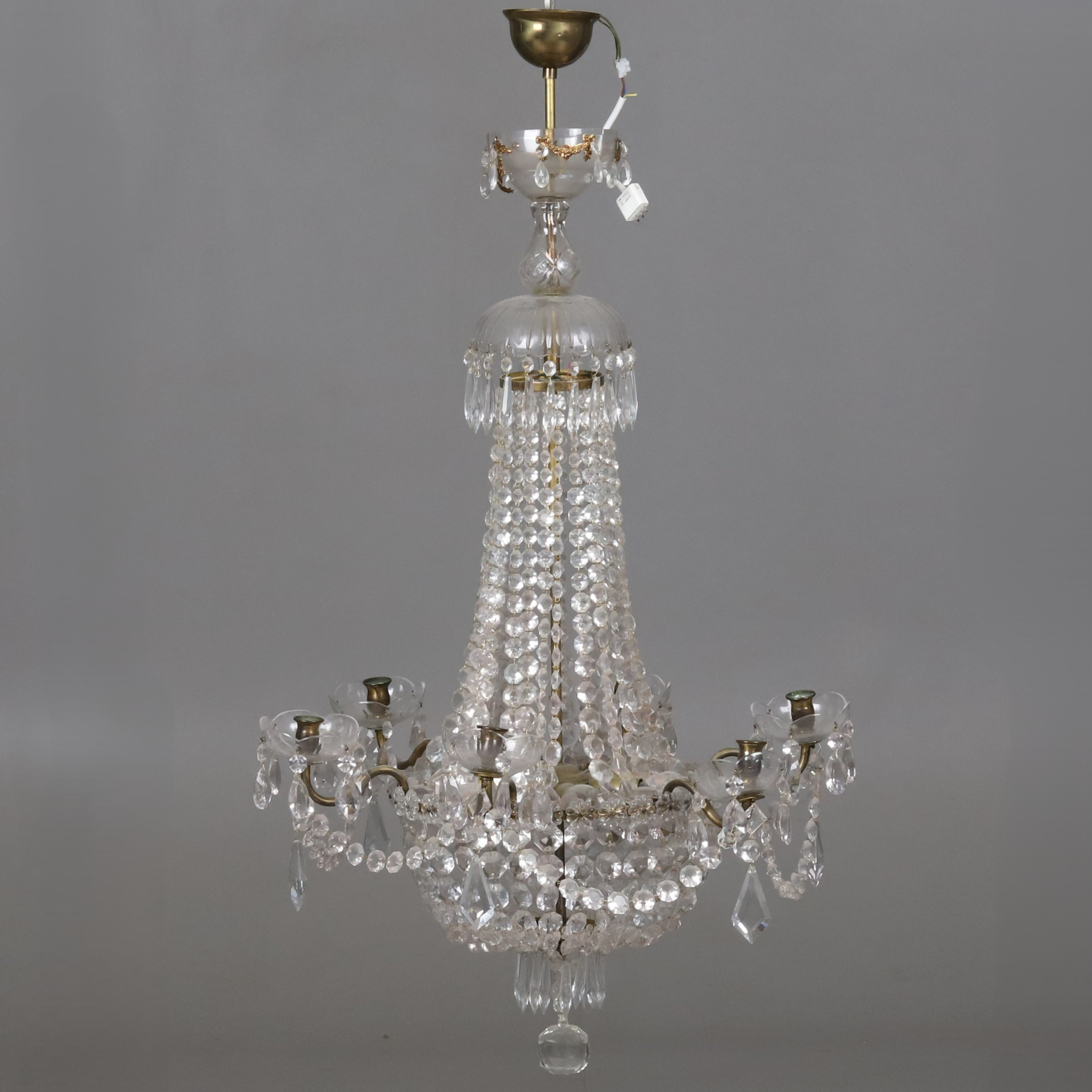 Oscariansk ljuskrona, 6-armad, elektrifierad.