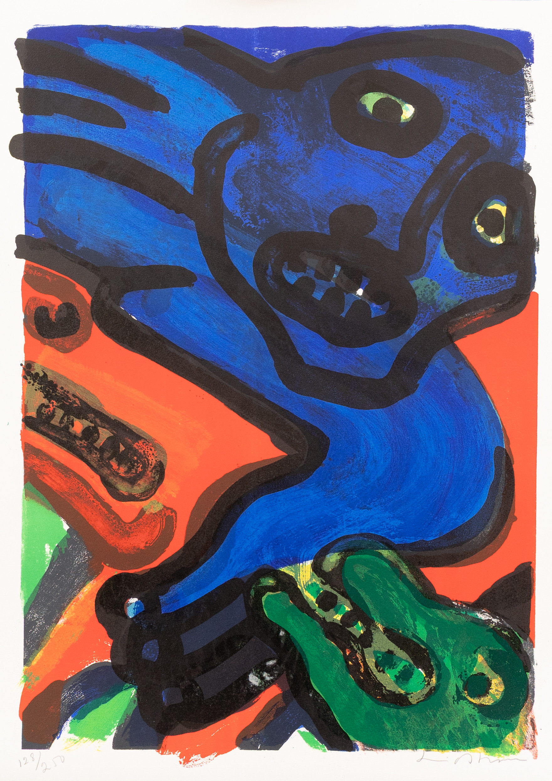 BENGT LINDSTRÖM. 'Blå ryttare', färglitografi nr 128/250, signerad.