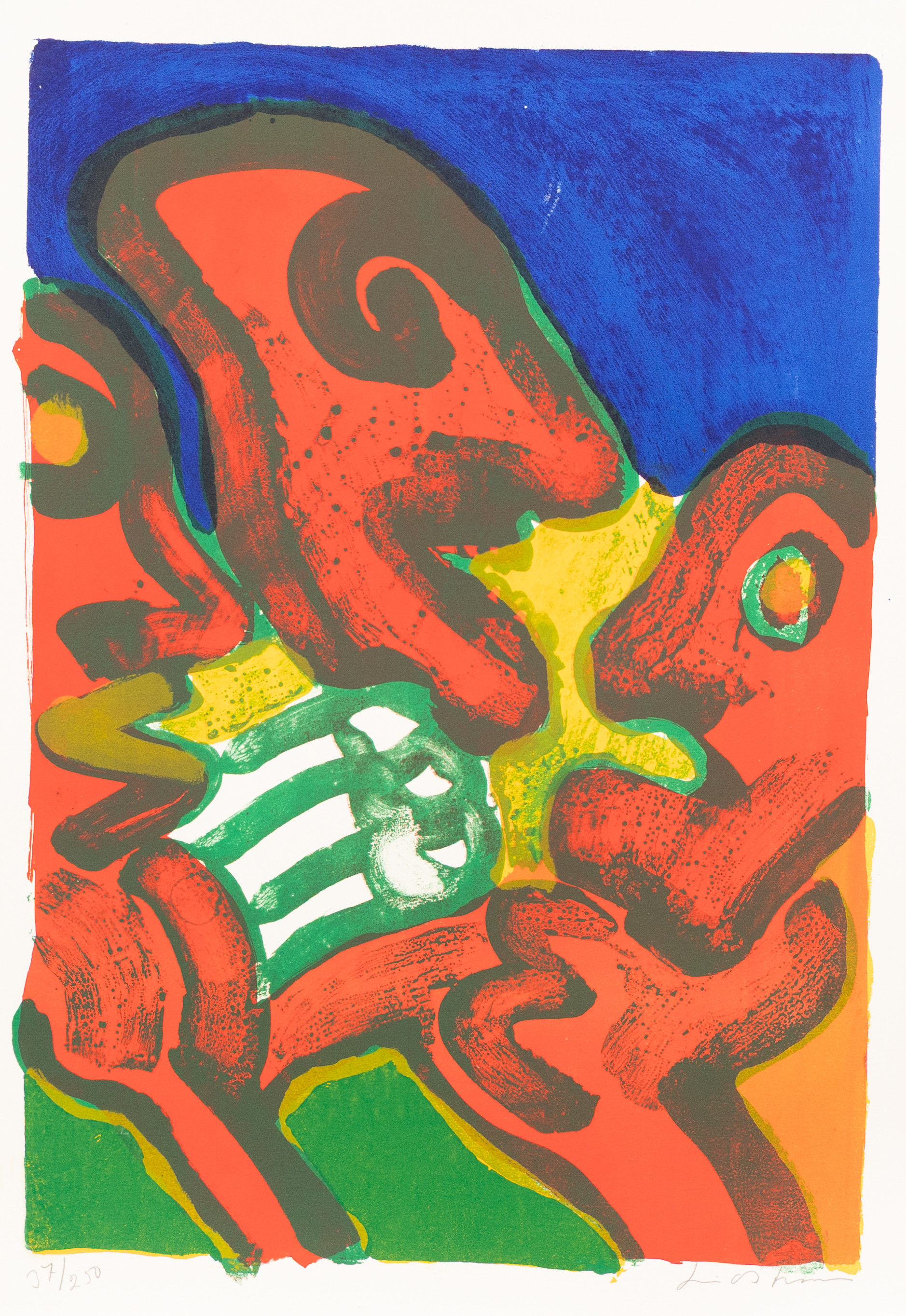 BENGT LINDSTRÖM. 'Fest i norr', färglitografi nr 37/250, signerad.