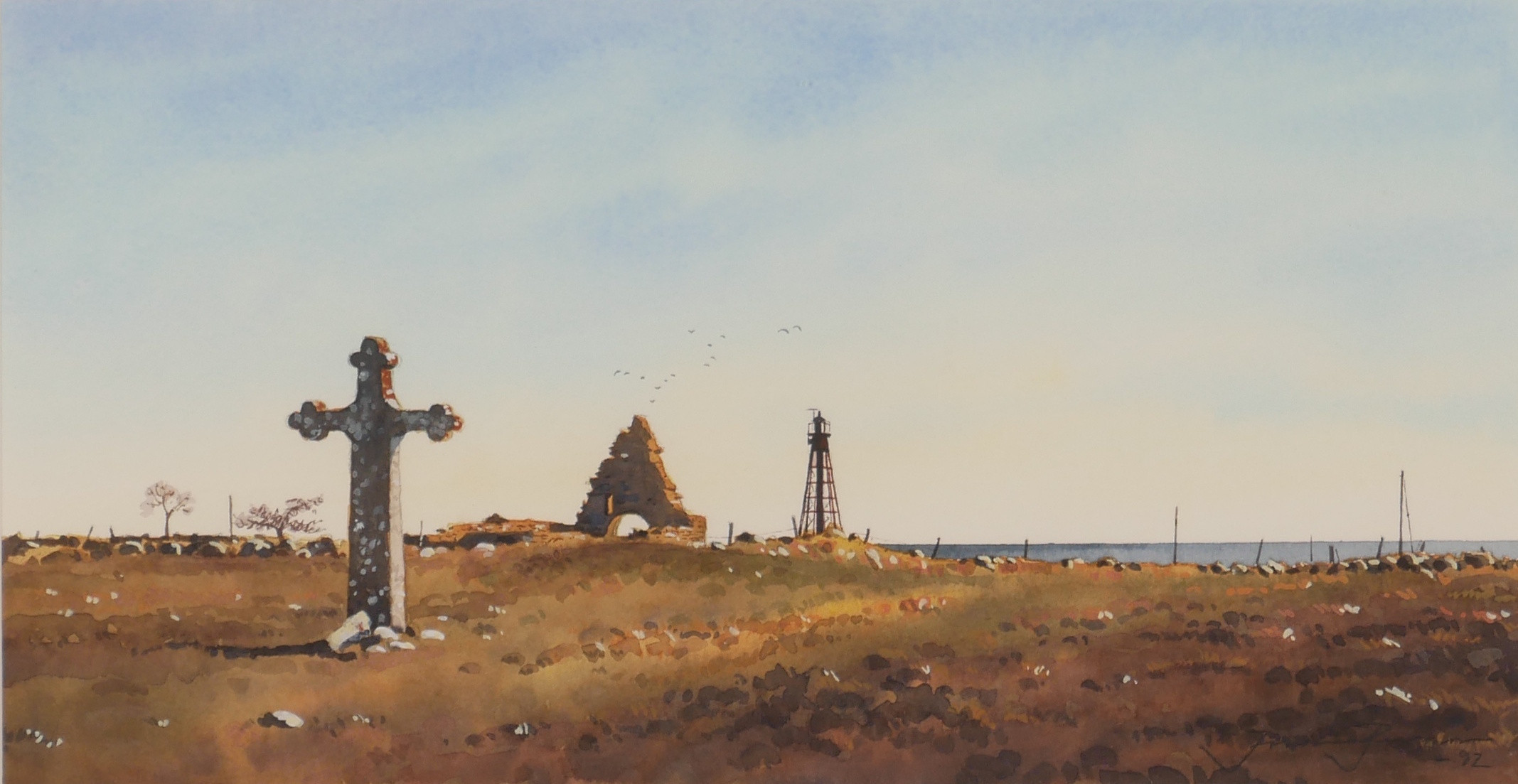 JOHAN PERSSON. "Kapelludden, Öland", akvarell, signerad Johan Persson -92.