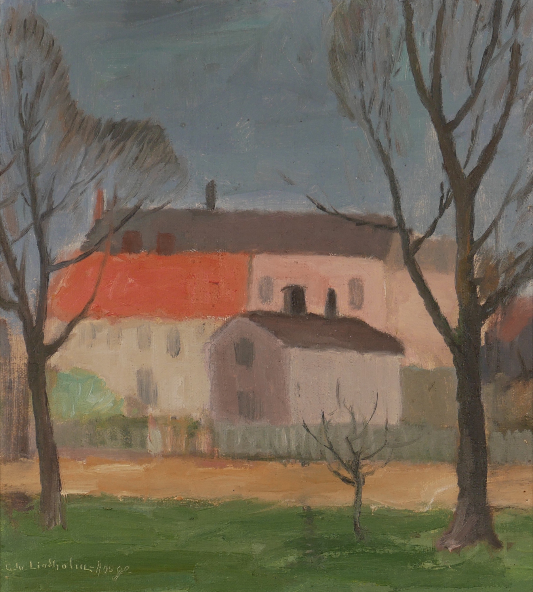 EDVIN LINDHOLM-HOUGE. "Esplanaden Kalmar", olja på duk, signerad Edv. Lindholm-Houge.