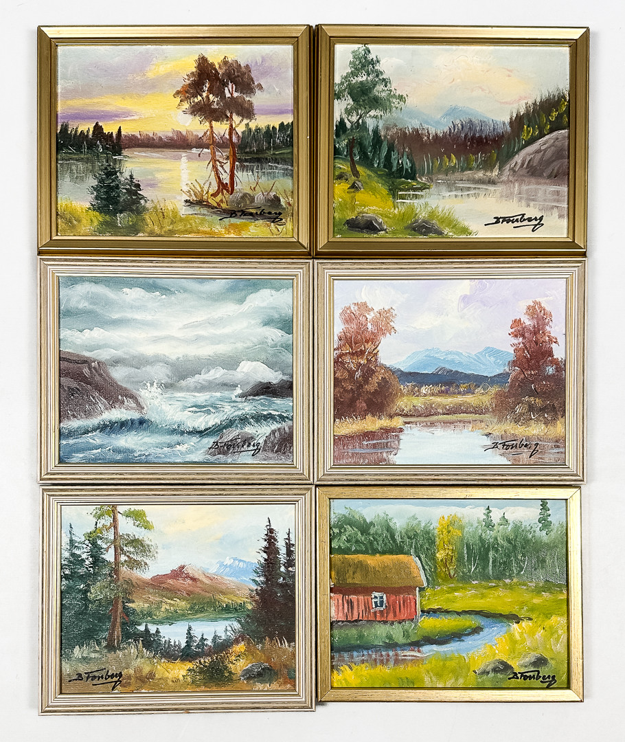 BÖRJE FORSBERG. OLJA PÅ DUK, 6 stycken, Landskapsmotiv, Signerade.