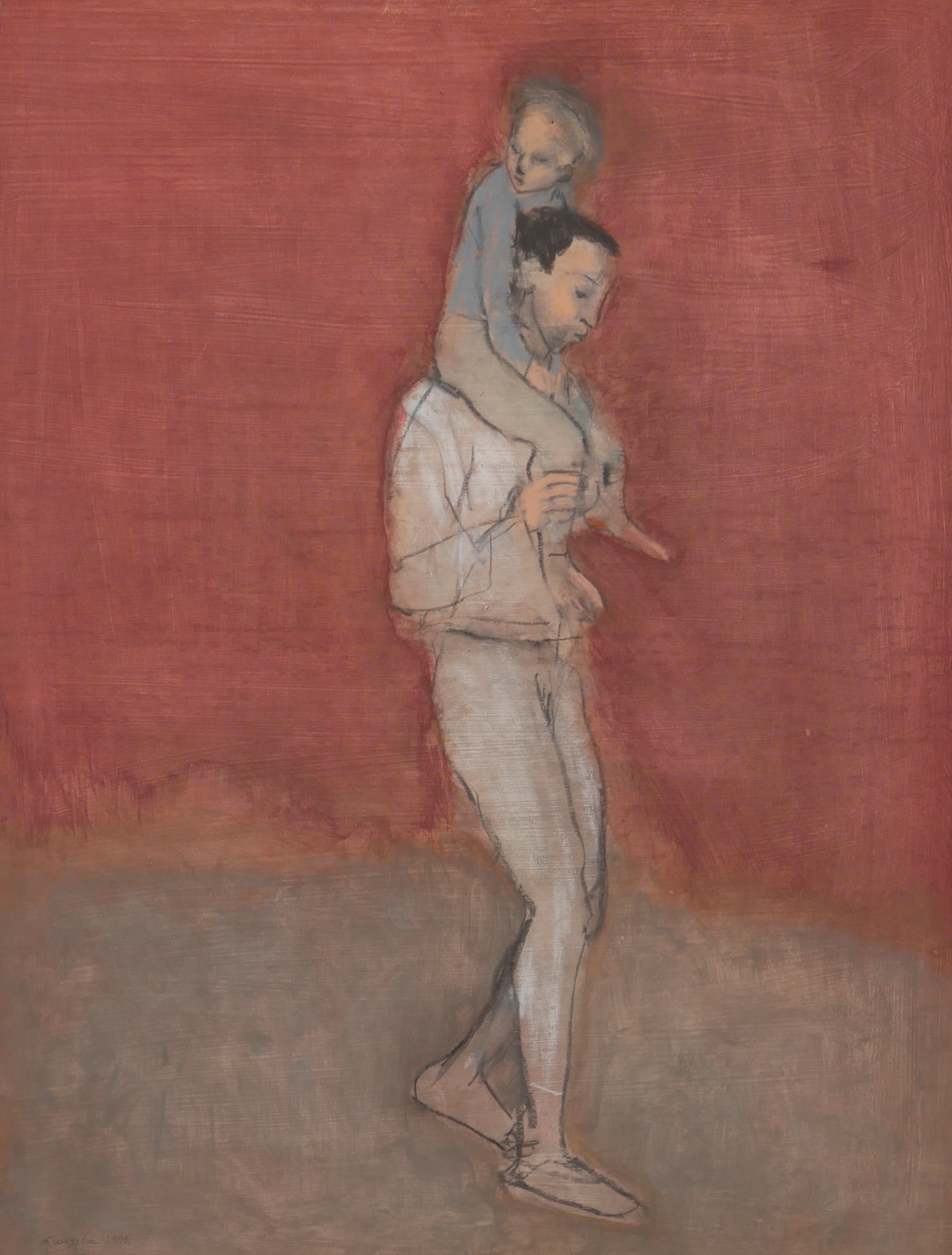 WEIKKO KUUZELA. "Tagg i foten", gouache, signerad Kuuzela 1999.