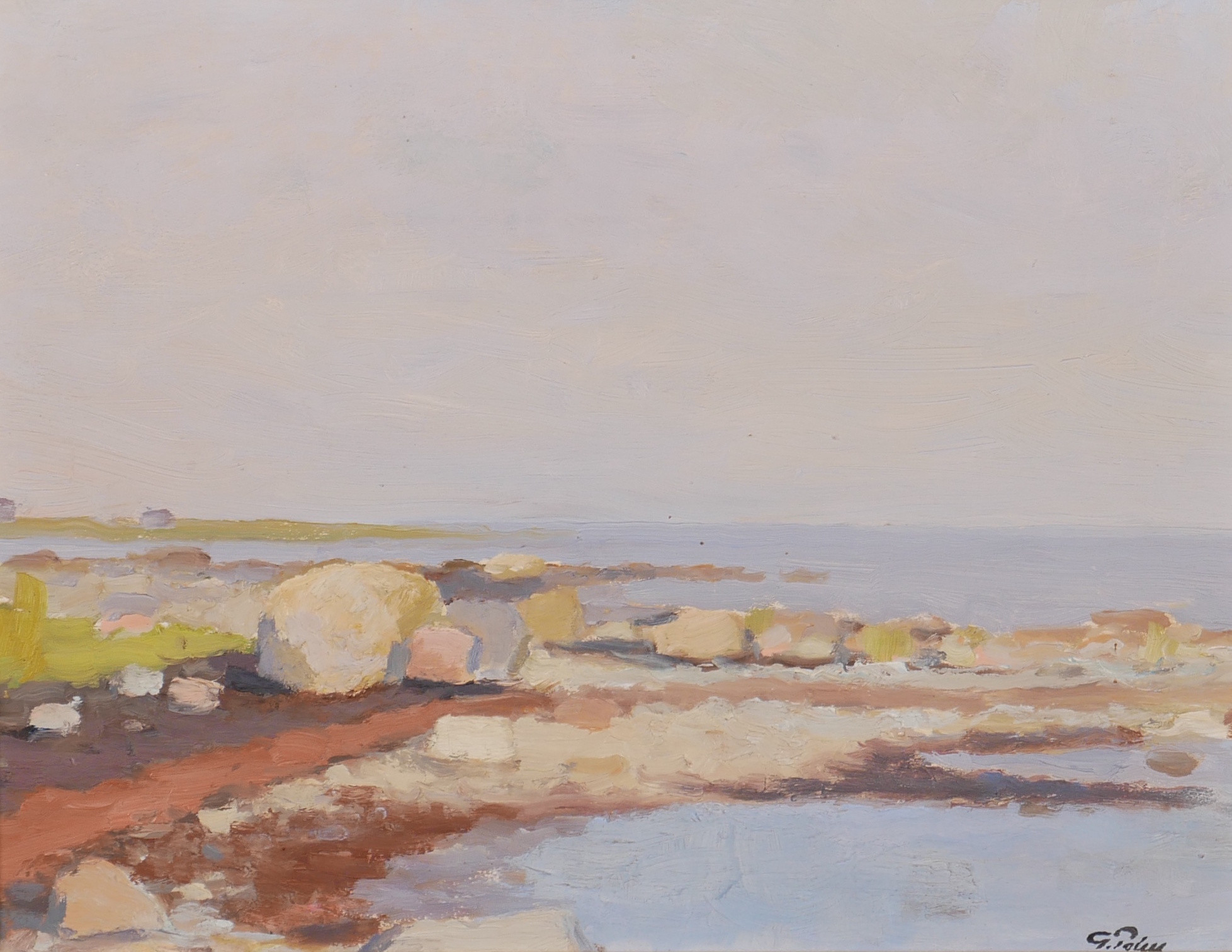 GÖSTA PALM. Landskap Öland, olja på platta, signerad G Palm.