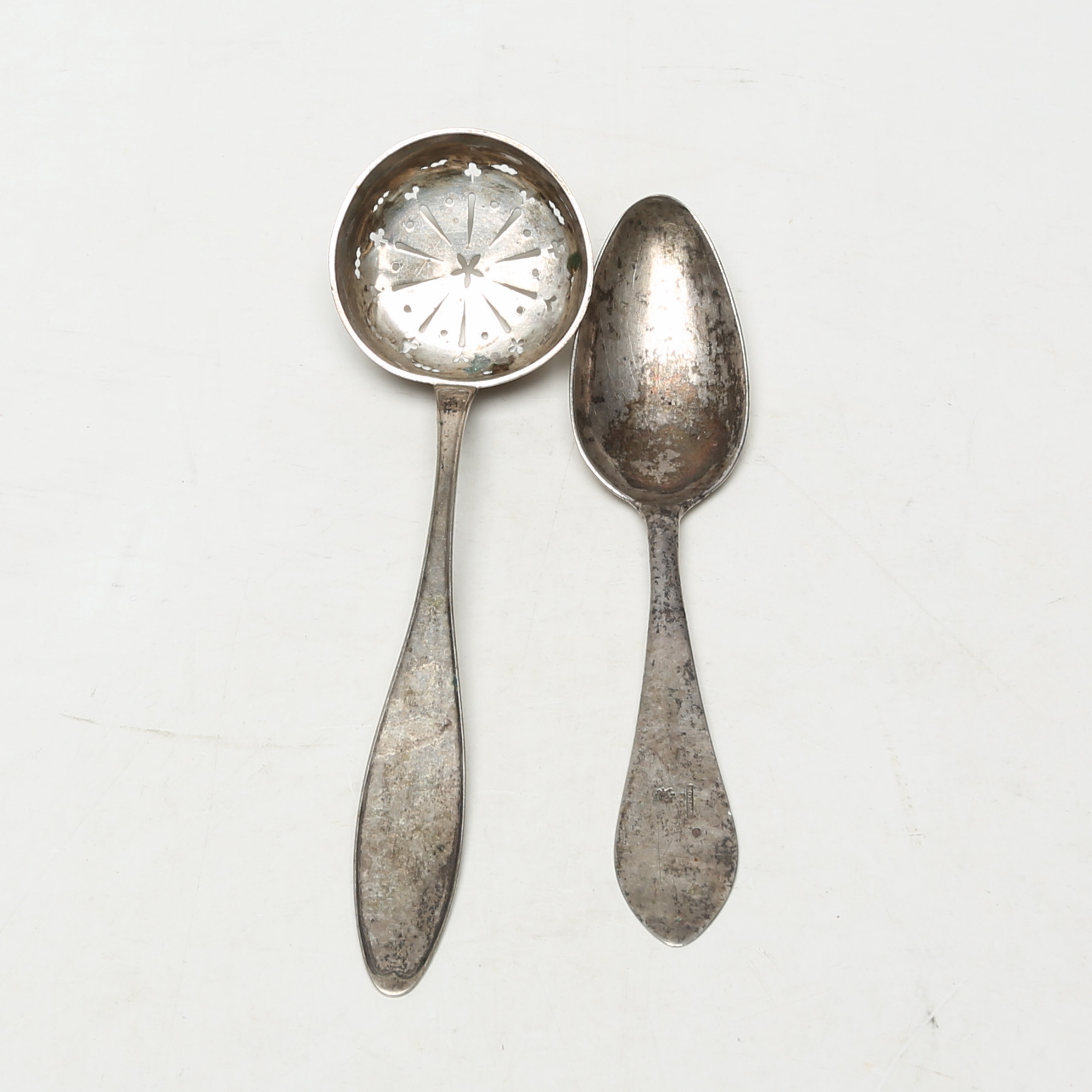 SKED och STRÖSOCKERSKED, silver, 1800-tal.