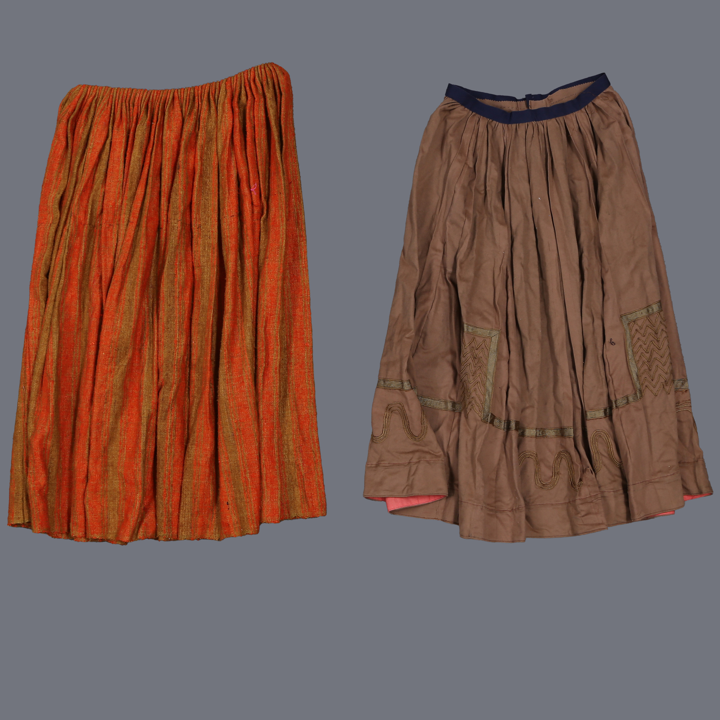 PARET KJOLAR TILL FOLKDRÄKT, VARMA FÄRGER, POLEN, 1900-TAL.