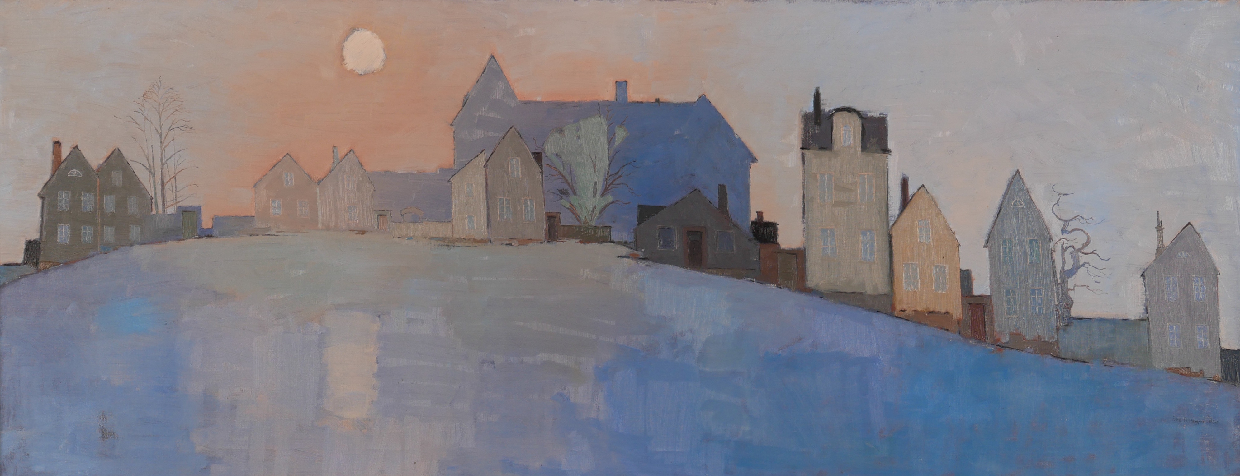 ÅKE PETTERSSON-NÅW. Nattlig stadsmiljö, olja på duk, signerad Åke Pettersson-Nåw.
