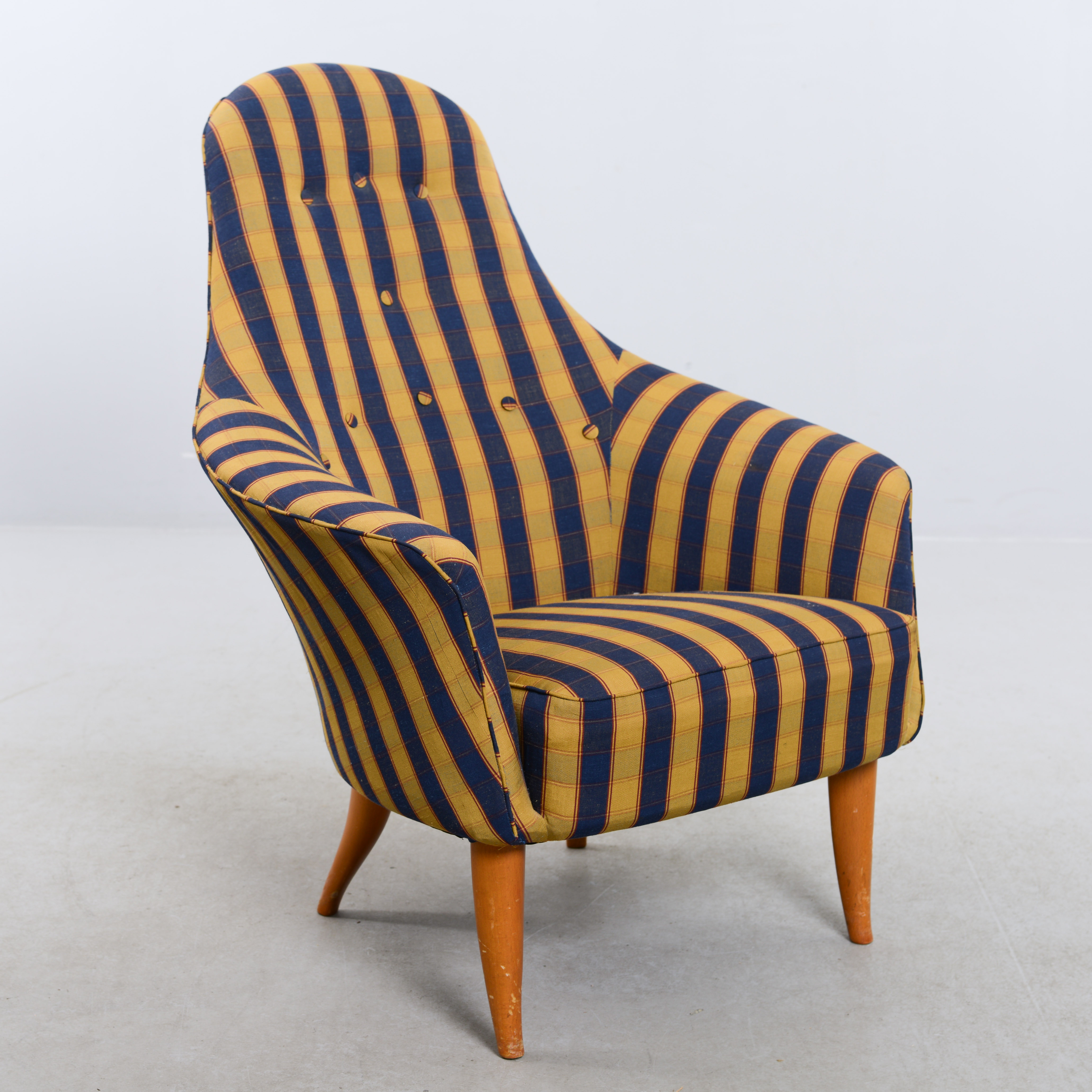 KERSTIN HÖRLIN-HOLMQUIST. Fåtölj, "Stora Adam", ur serien Paradiset, NK:s Triva-serie, Nordiska kompaniet, 1960-tal.