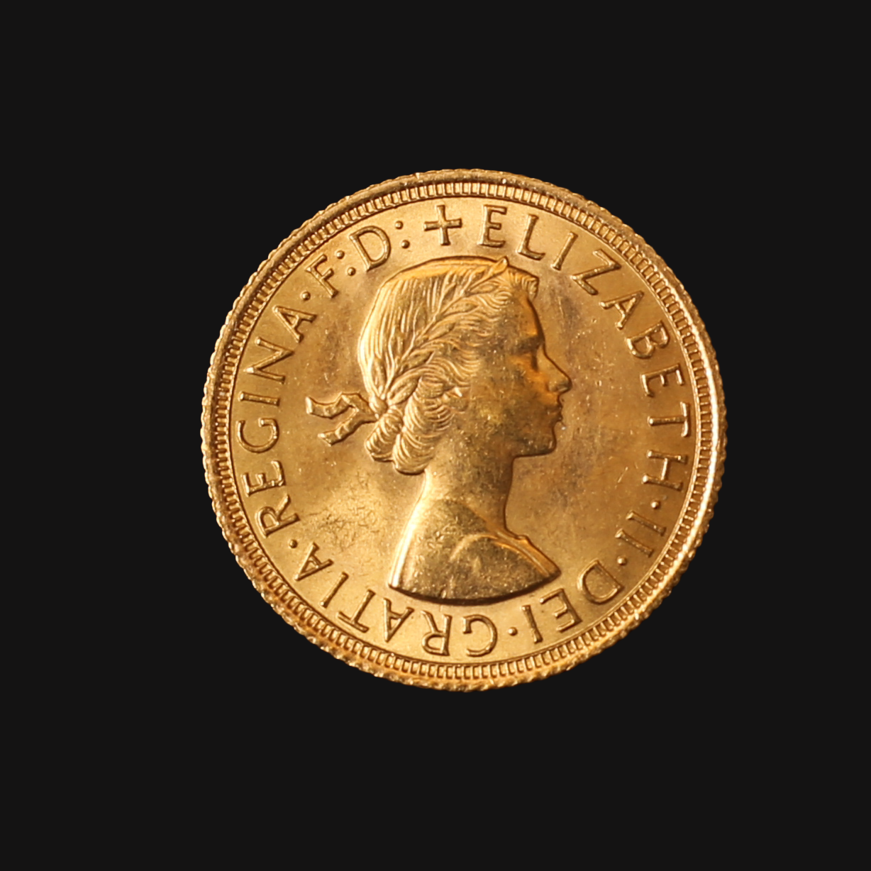 GULDMYNT, Sovereign, Drottning Elisabeth II, Storbritannien år 1963.