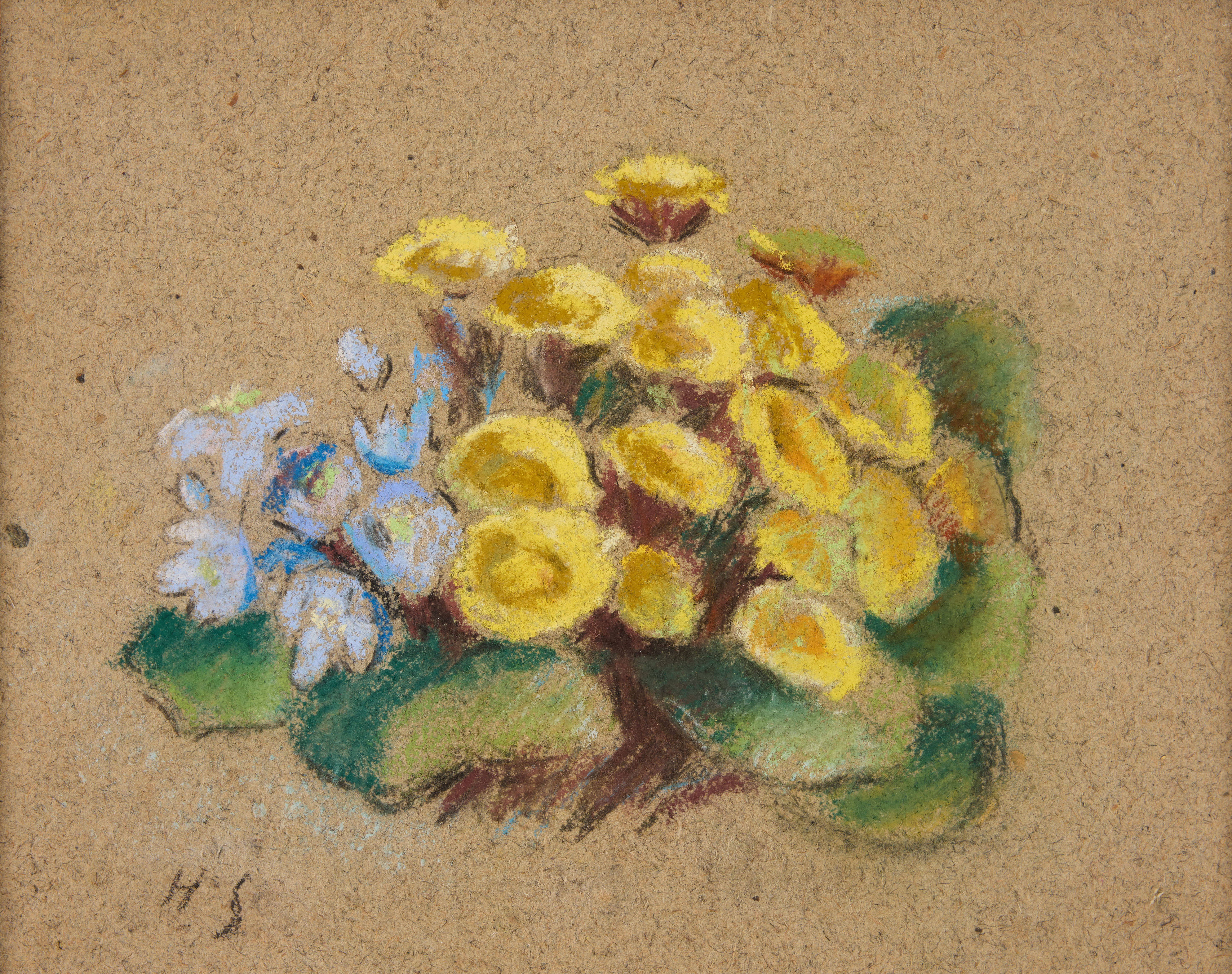 HELENE SCHJERFBECK. Stilleben med blåsippor och tussilago.