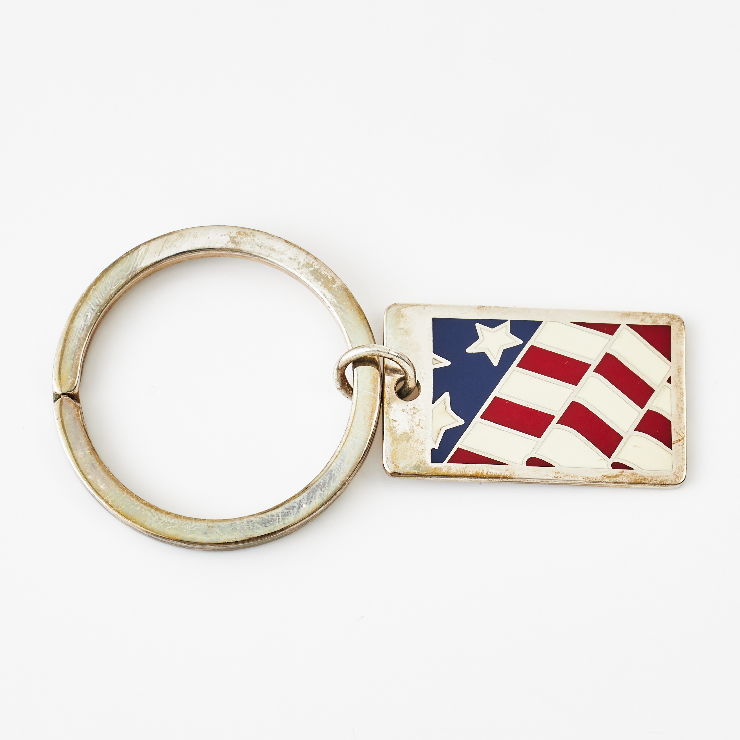 TIFFANY & CO, nyckelring, sterlingsilver, amerikanska flaggan med emaljdekor, 1994.
