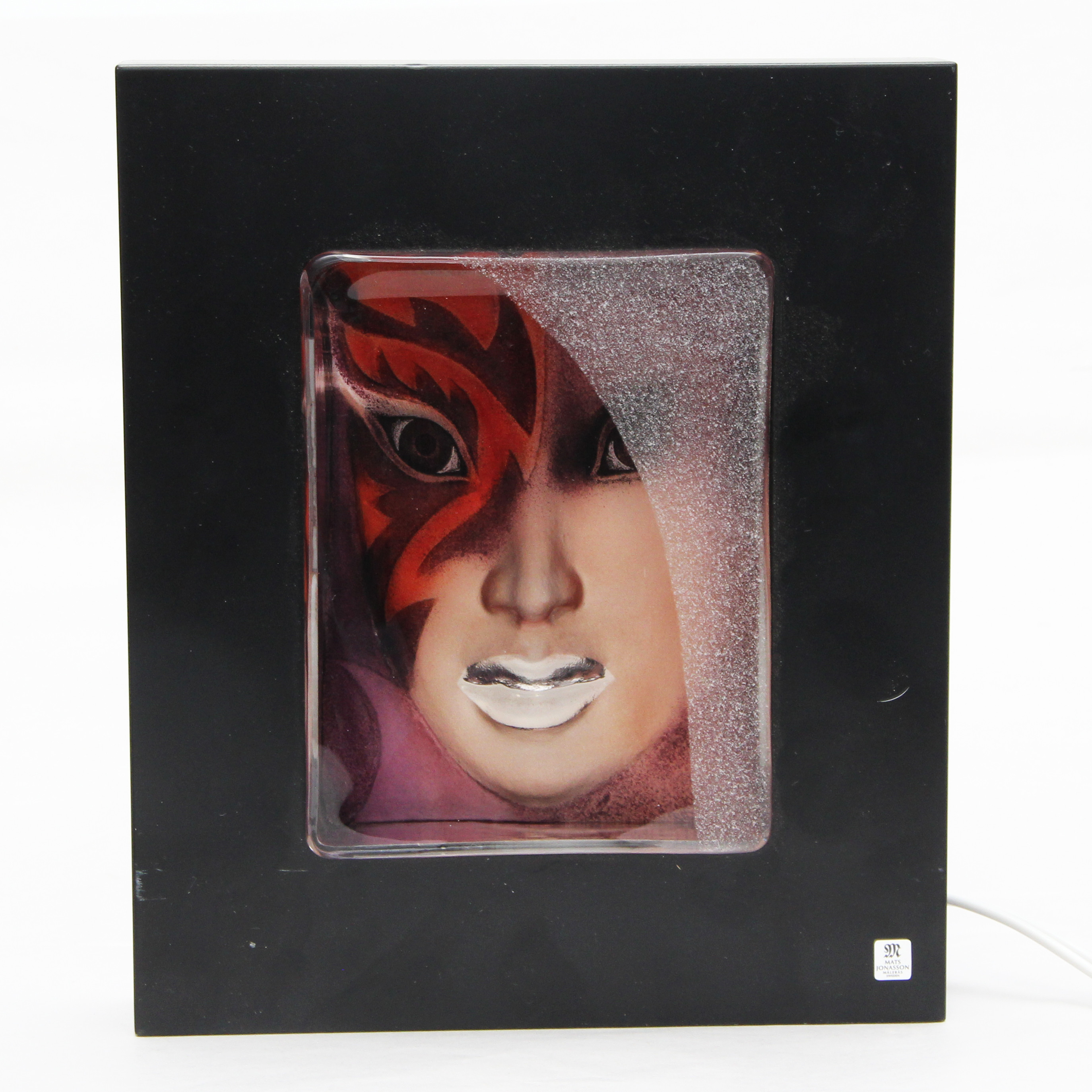 MATS JONASSON. VÄGGSKULPTUR, glas, med belysning, Målerås, osignerad.