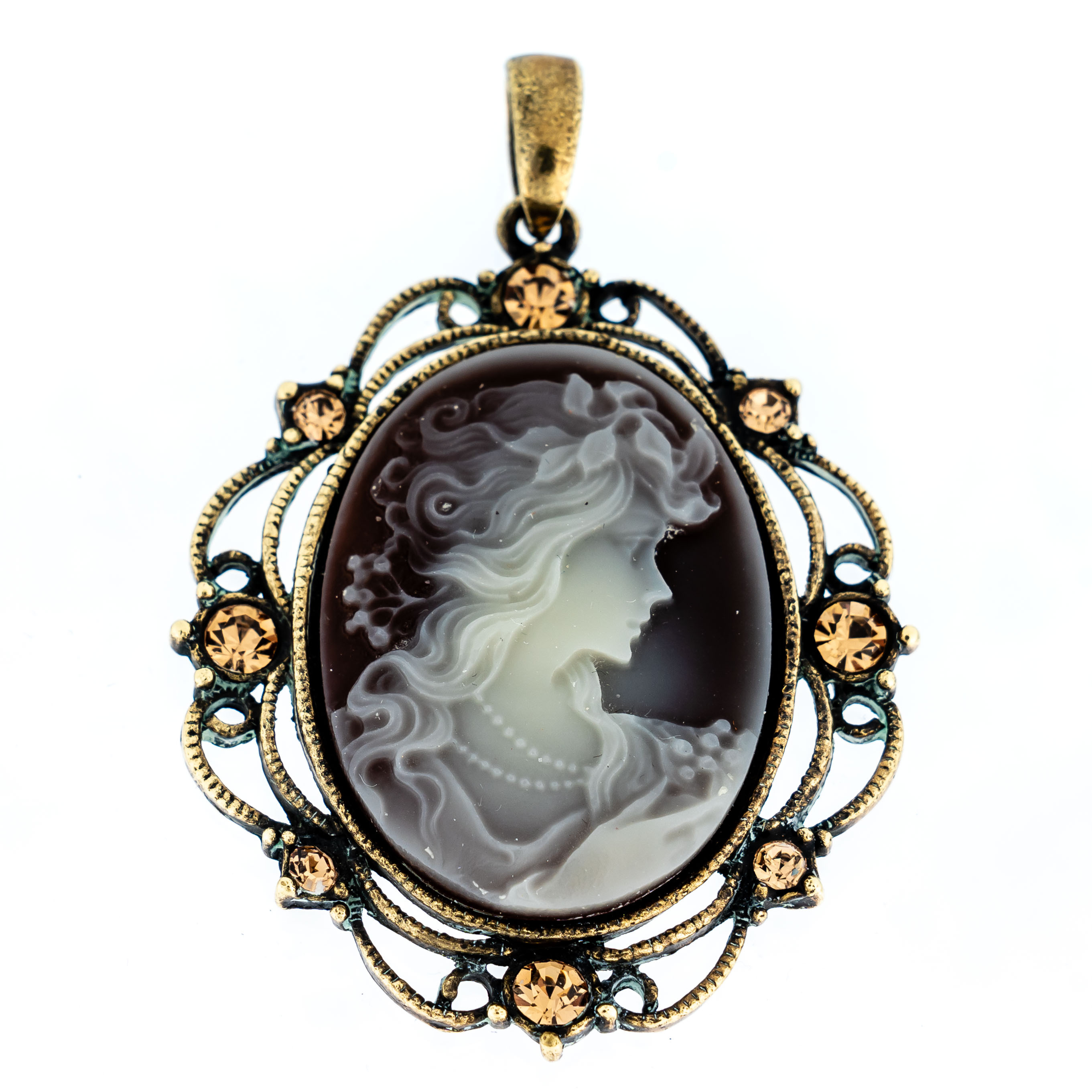 Hängsmycke, "Camé", Gulmetall, 1900-tal.