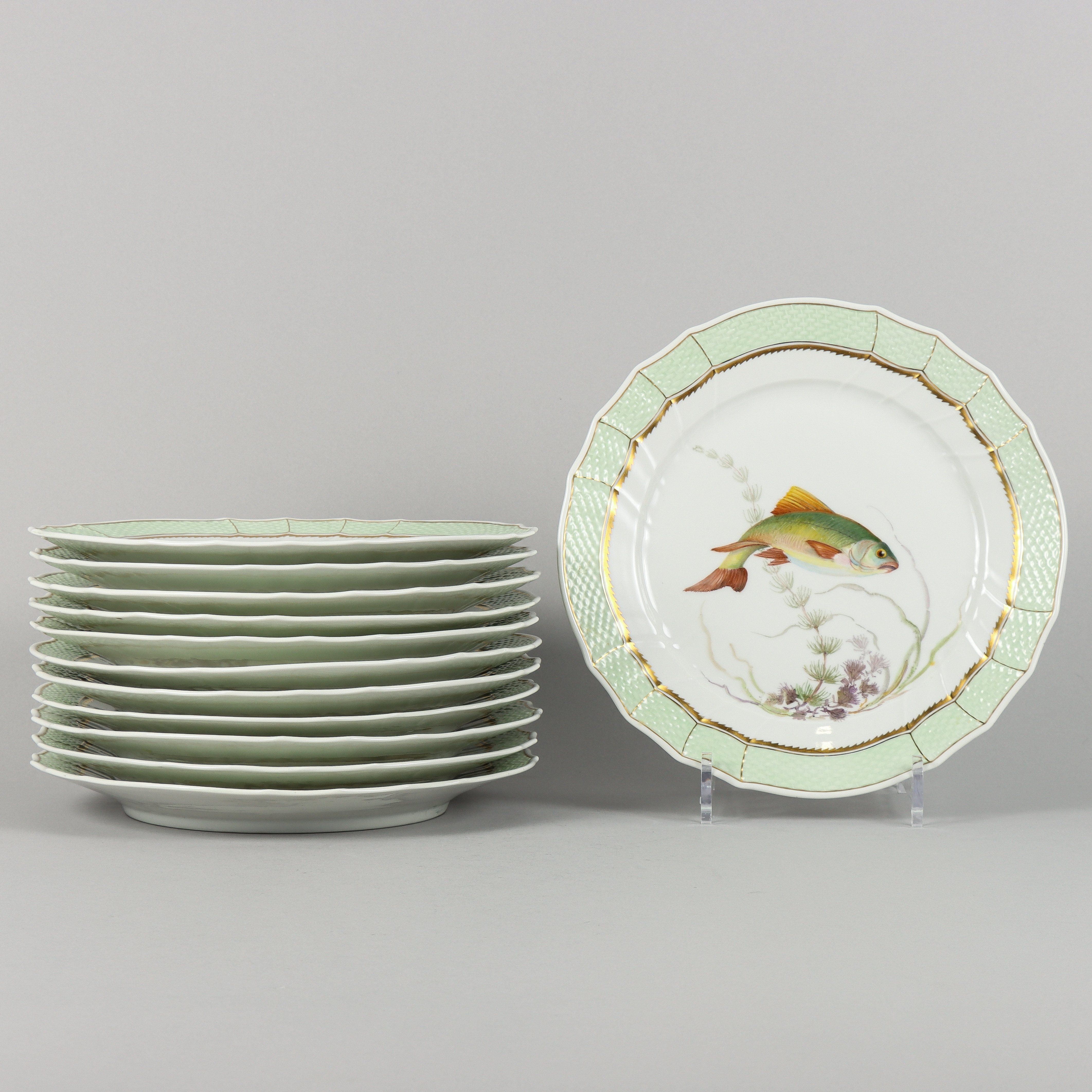 FISKTALLRIKAR 12 Stycken, Royal Copenhagen, 1957.