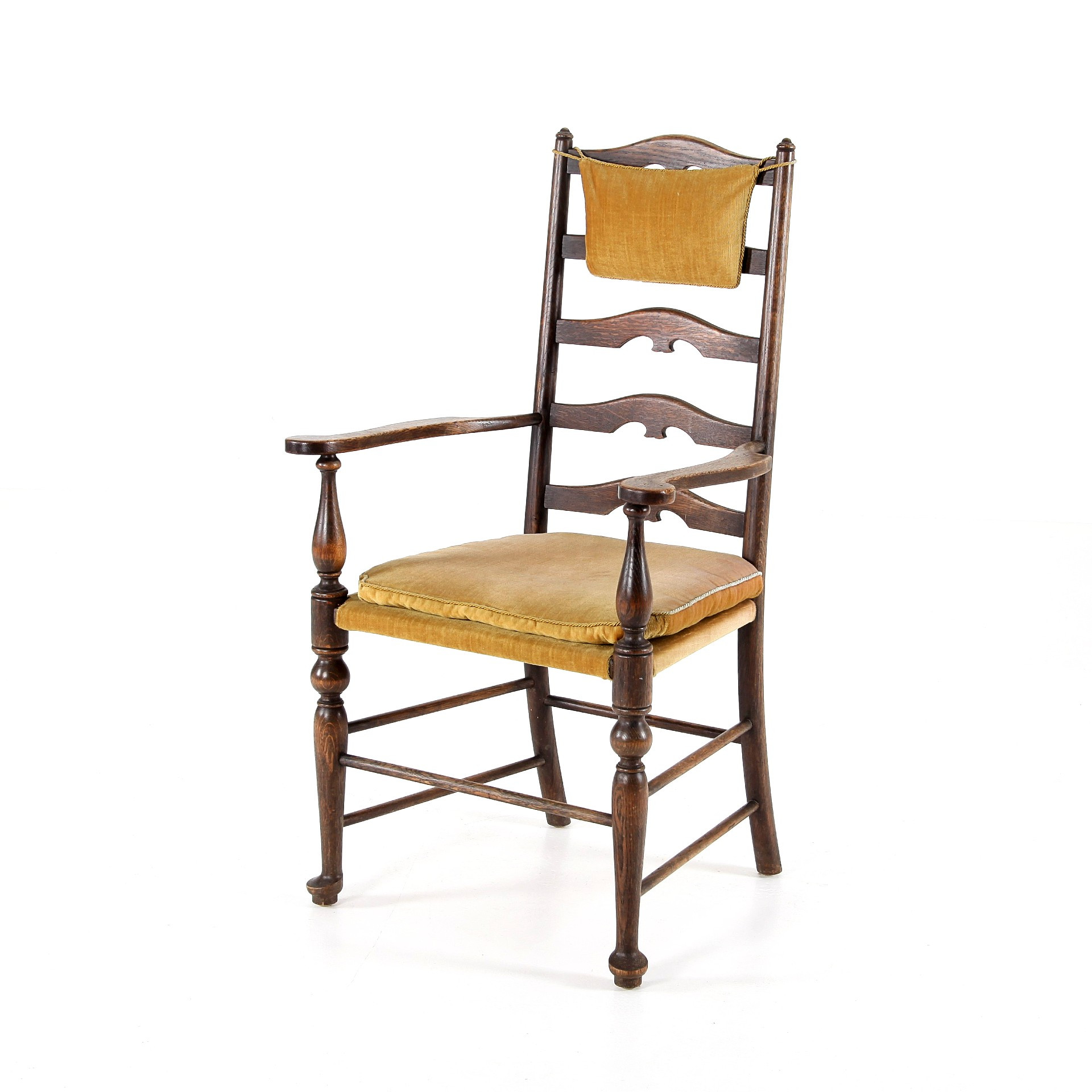 KARMSTOL, hög rygg, England 1900-talets första hälft.