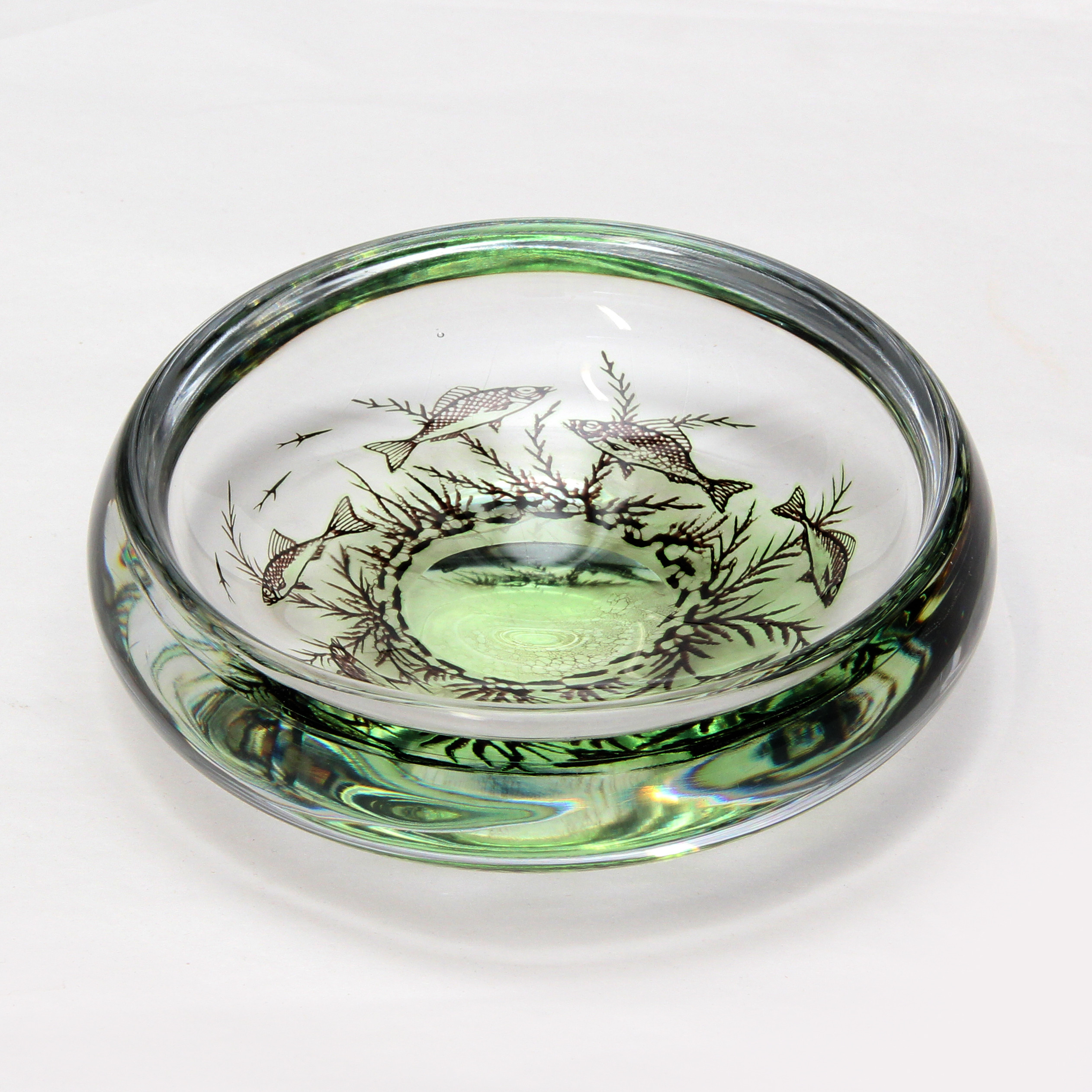 SKÅL, glas, fiskgraal, signerad, tillverkad, 13 maj 1957.