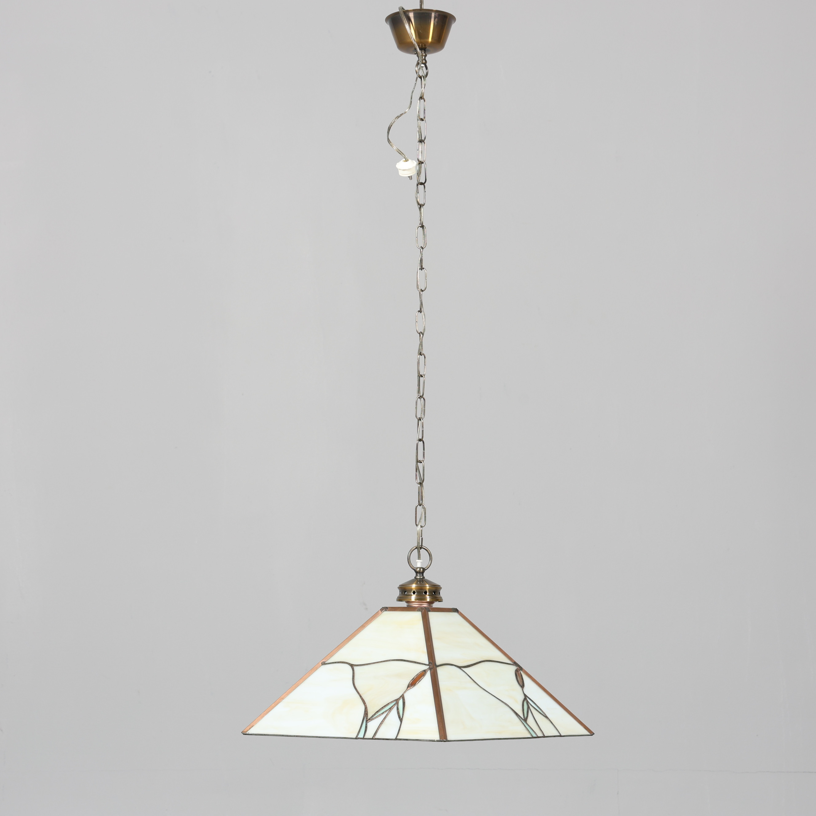 TAKLAMPA, glas och metall, Tiffanny-modell.