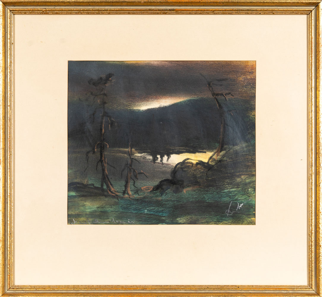 OIDENTIFIERAD KONSTNÄR. BLANDTEKNIK, Naturmotiv, Signerad.