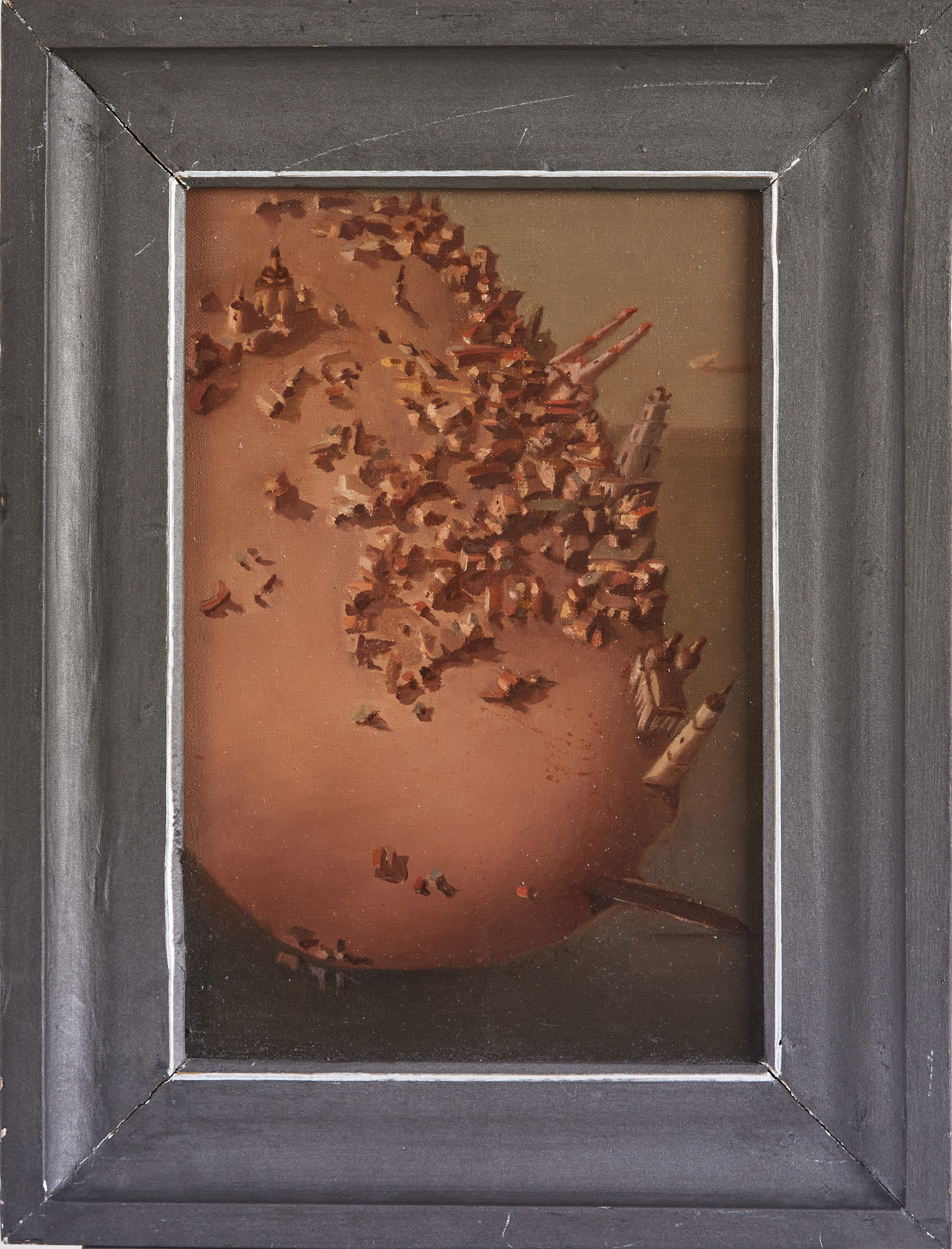 JŪRATĖ MYKOLAITYTĖ. "Miestas Ant Kranto", olja på duk, daterad a tergo 1992.