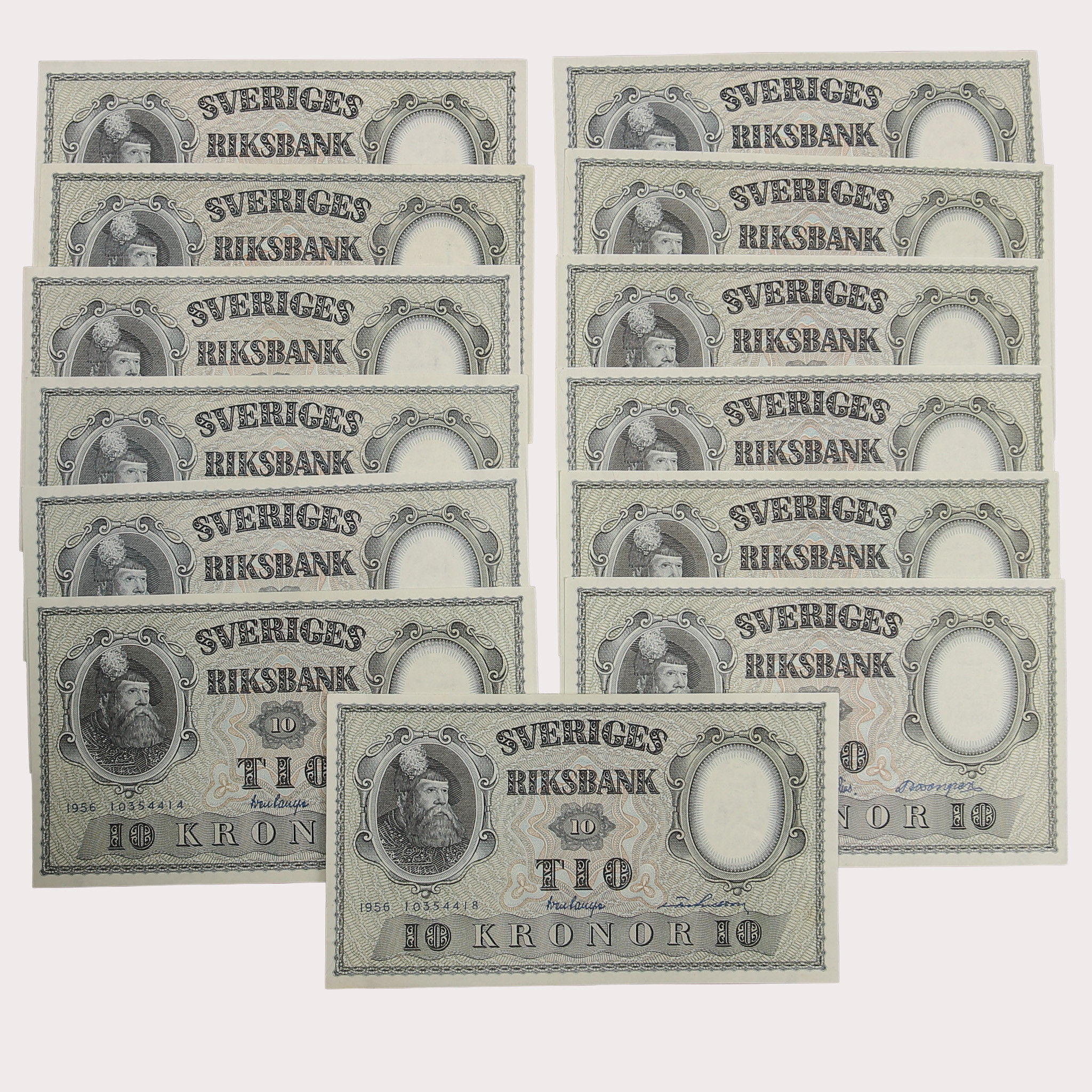 SEDLAR, 10 kronor, 13 stycken, 1958, Sverige.