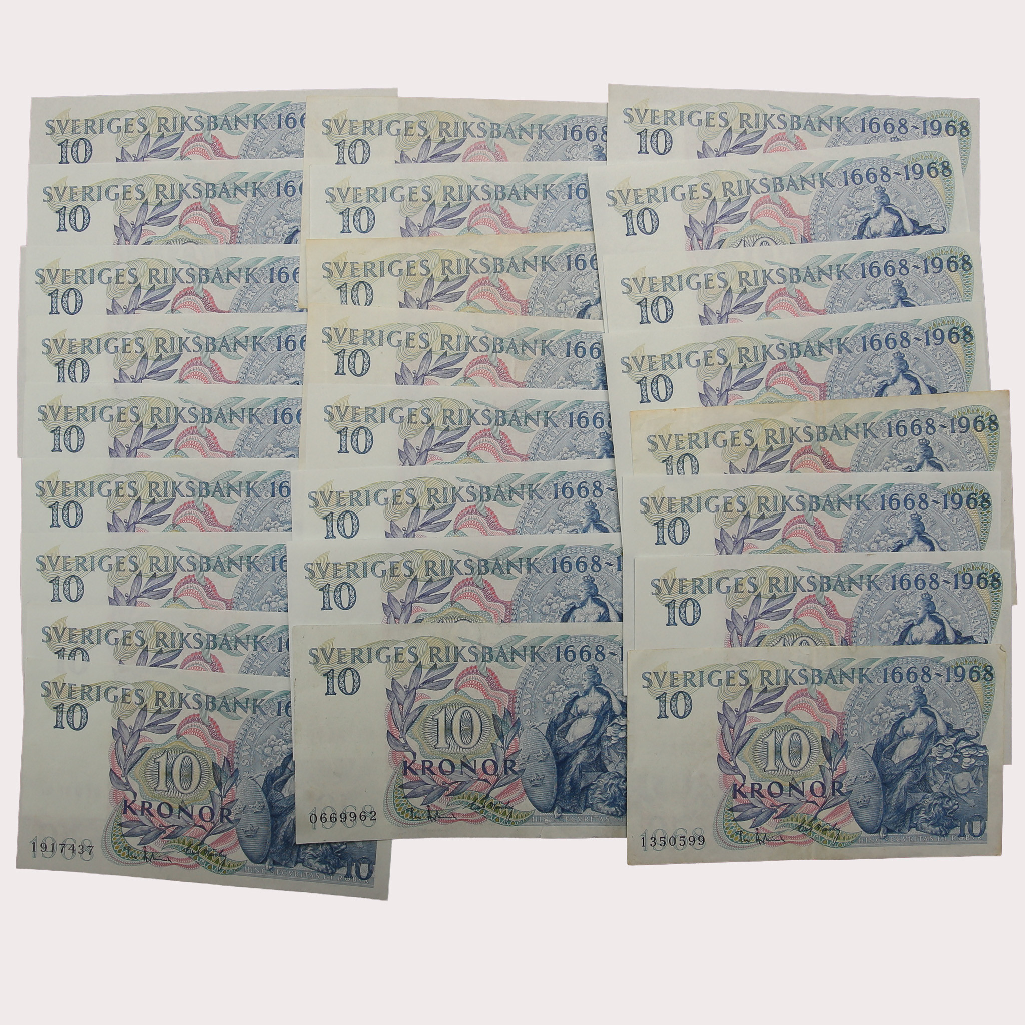SEDLAR, 10 kronor, 25 stycken, Jubileum 1968, Sverige.
