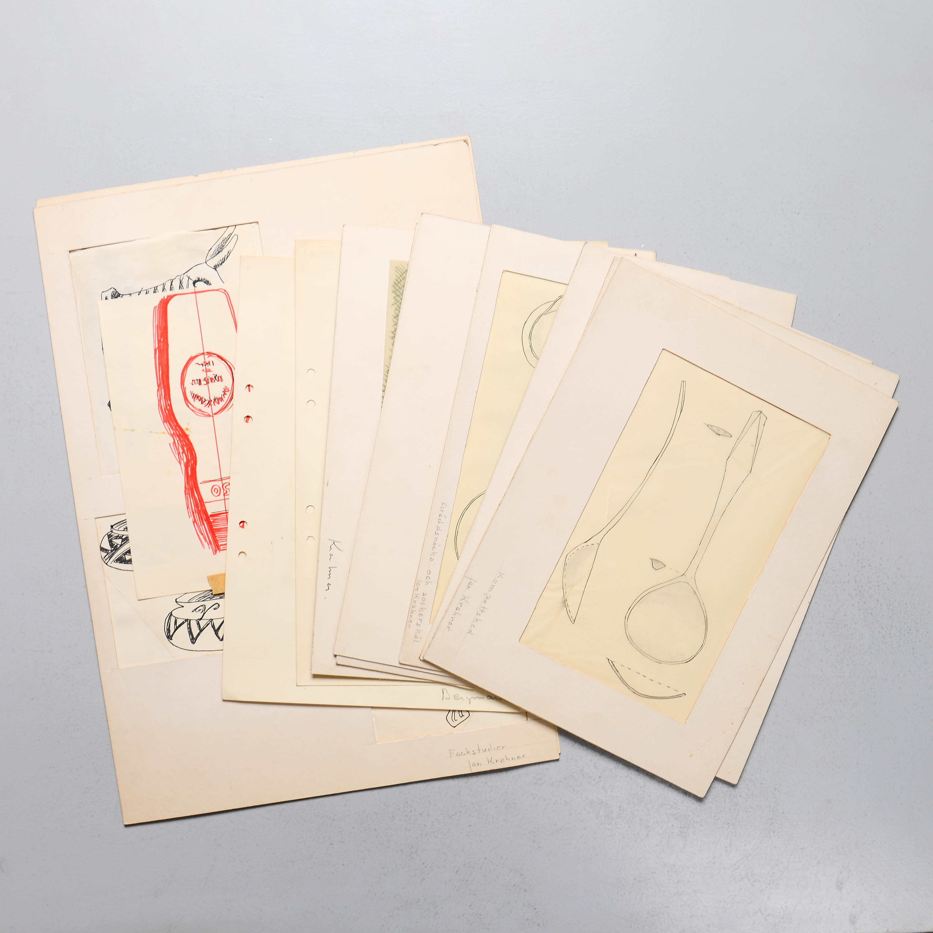 JAN KRAHNER. Skisser, 12 st. Bernadotte Studios, 1900-talets andra del.