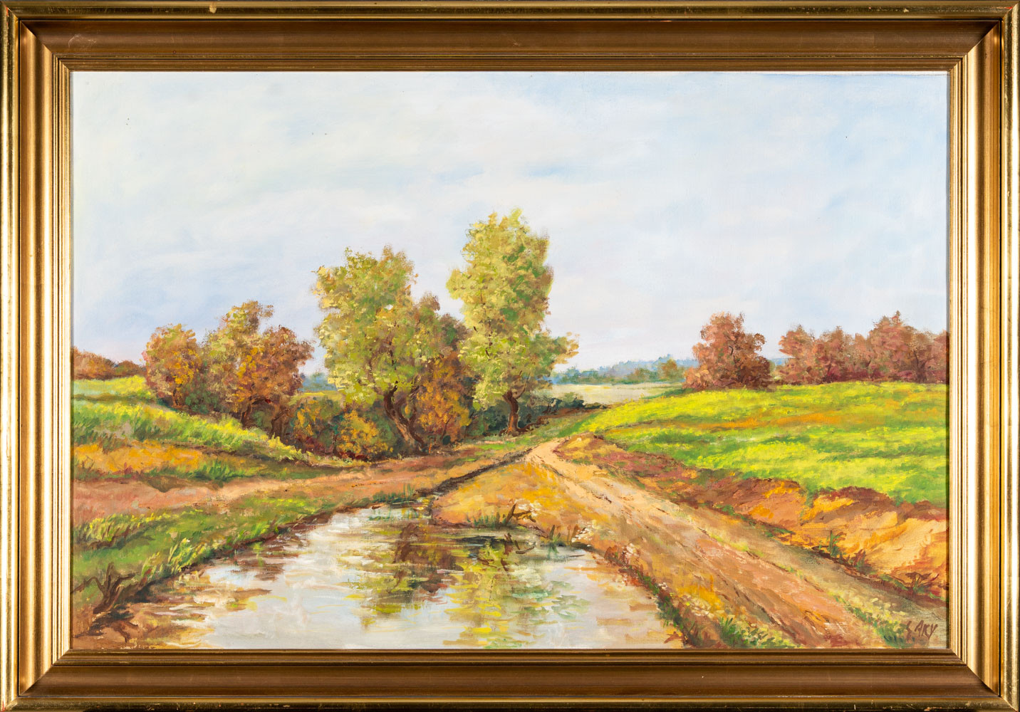 OIDENTIFIERAD KONSTNÄR. Olja på duk, Landskapsmotiv, Signerad.